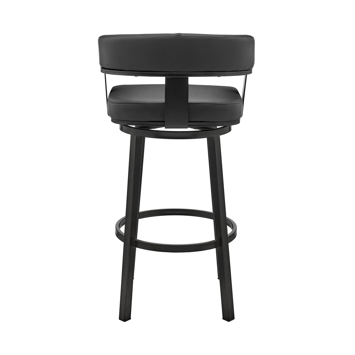 Cohen 26" Counter Height Swivel Bar Stool in Black Finish and Black Faux Leather