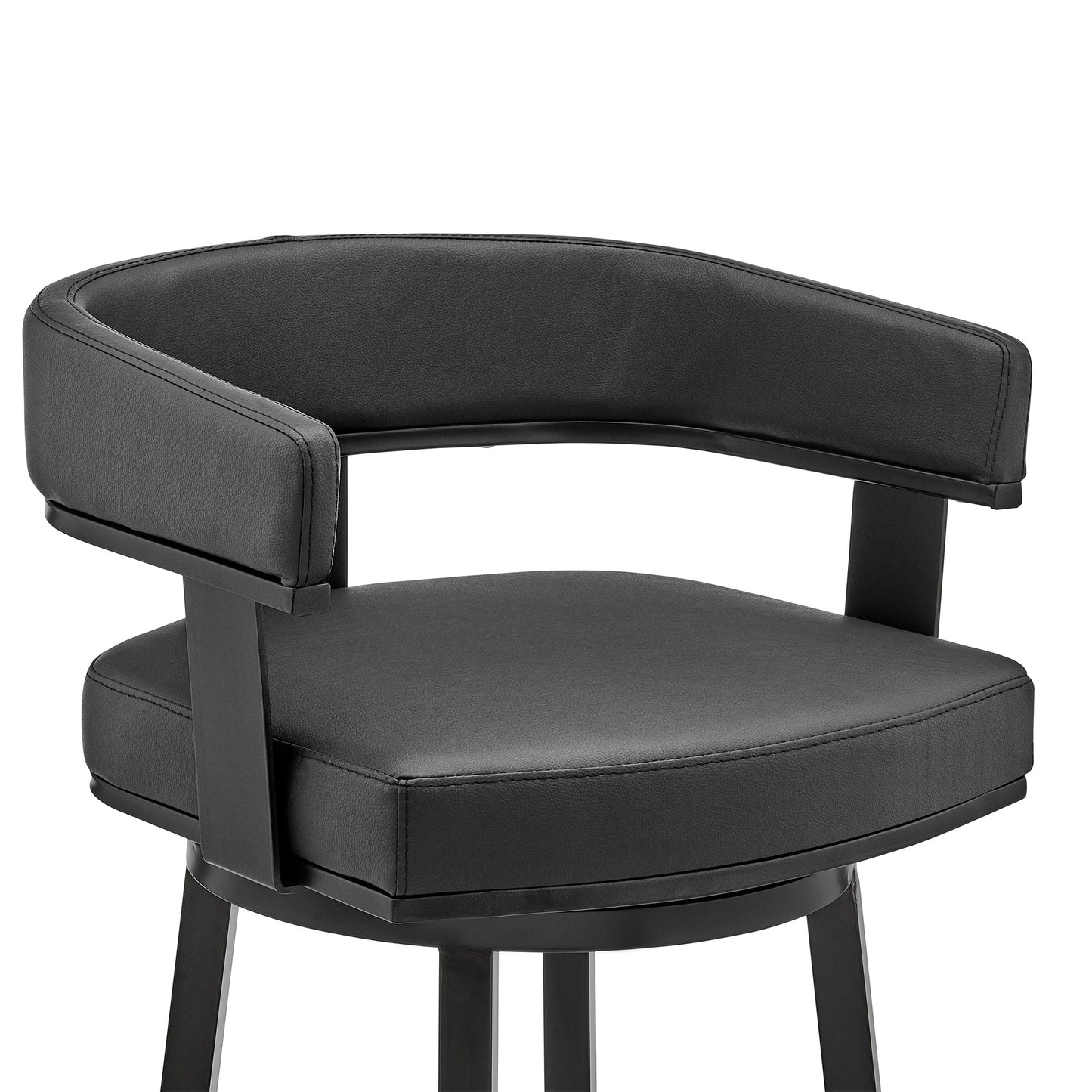 Cohen 26" Counter Height Swivel Bar Stool in Black Finish and Black Faux Leather