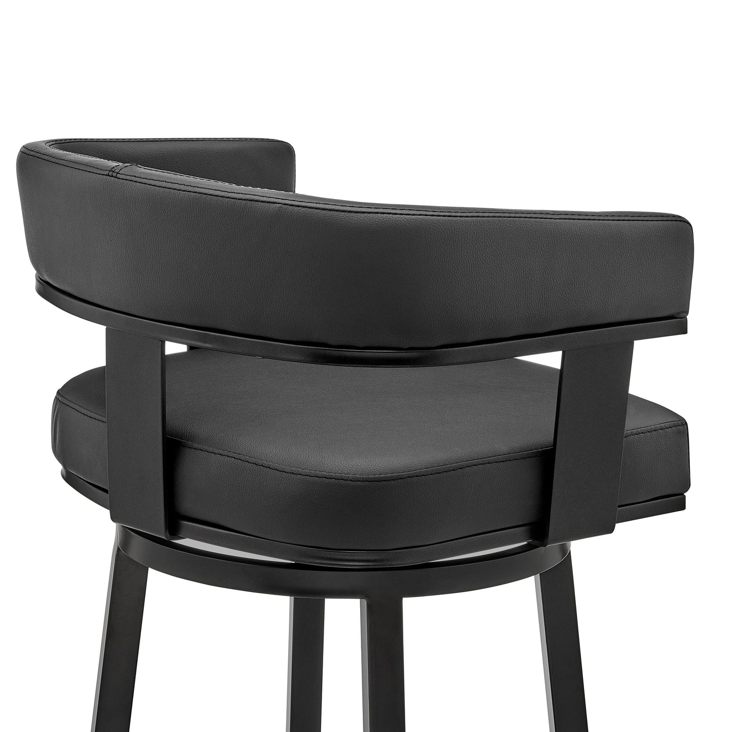 Cohen 26" Counter Height Swivel Bar Stool in Black Finish and Black Faux Leather