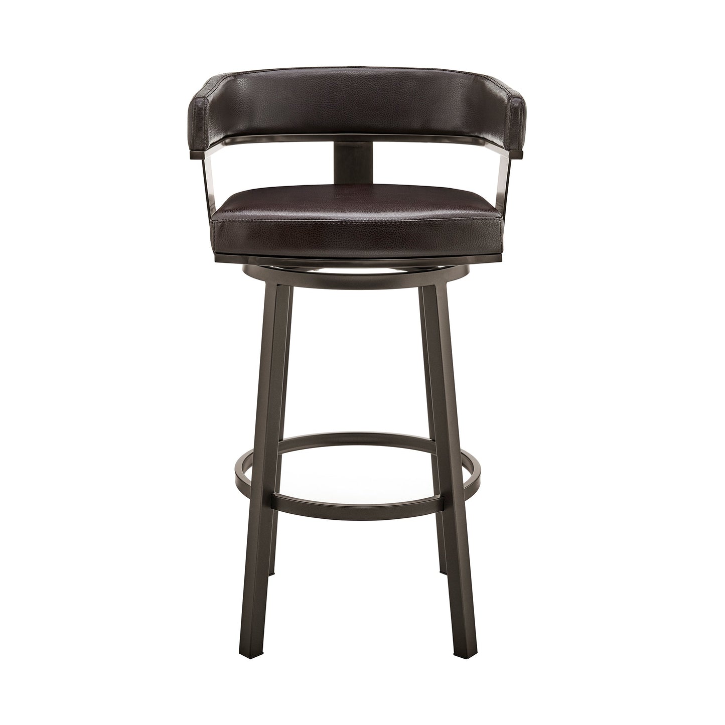 Cohen 26" Counter Height Swivel Bar Stool in Java Brown Finish and Chocolate Faux Leather