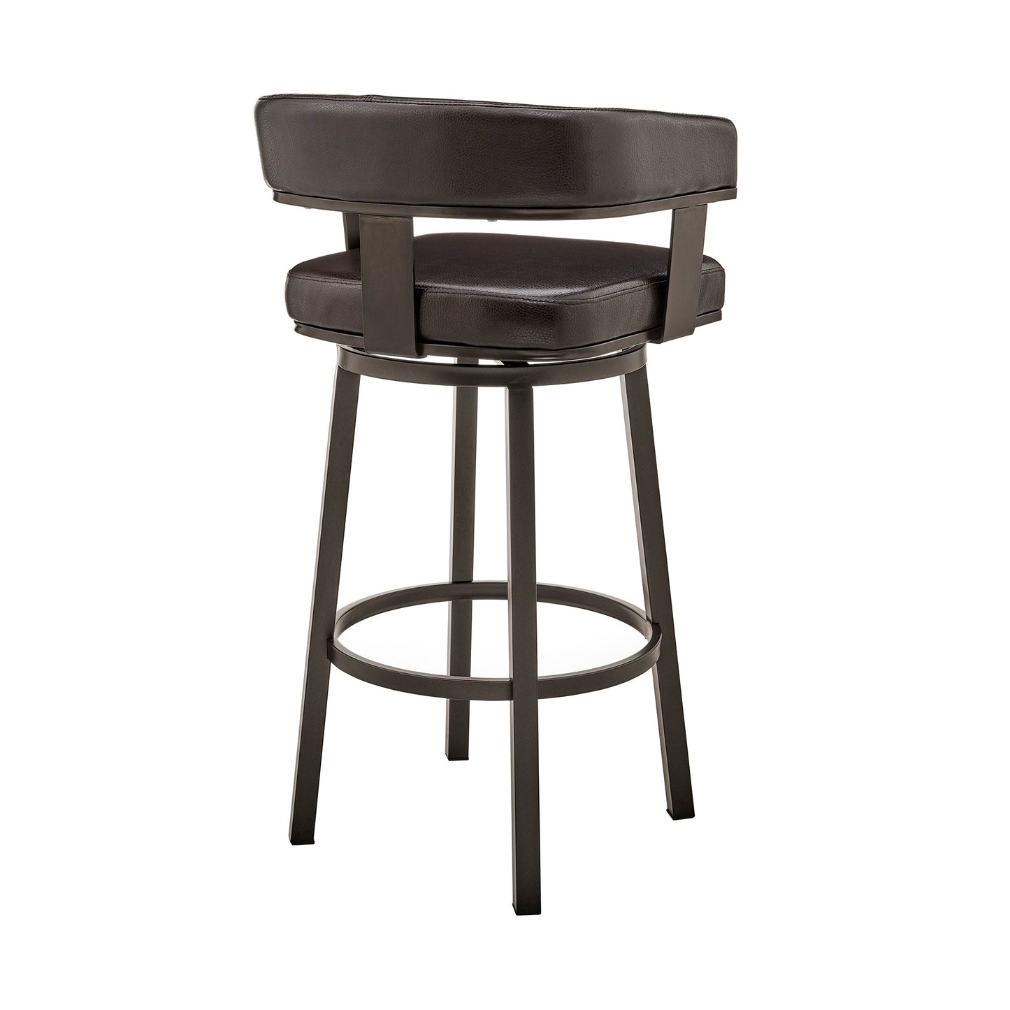 Cohen 26" Counter Height Swivel Bar Stool in Java Brown Finish and Chocolate Faux Leather