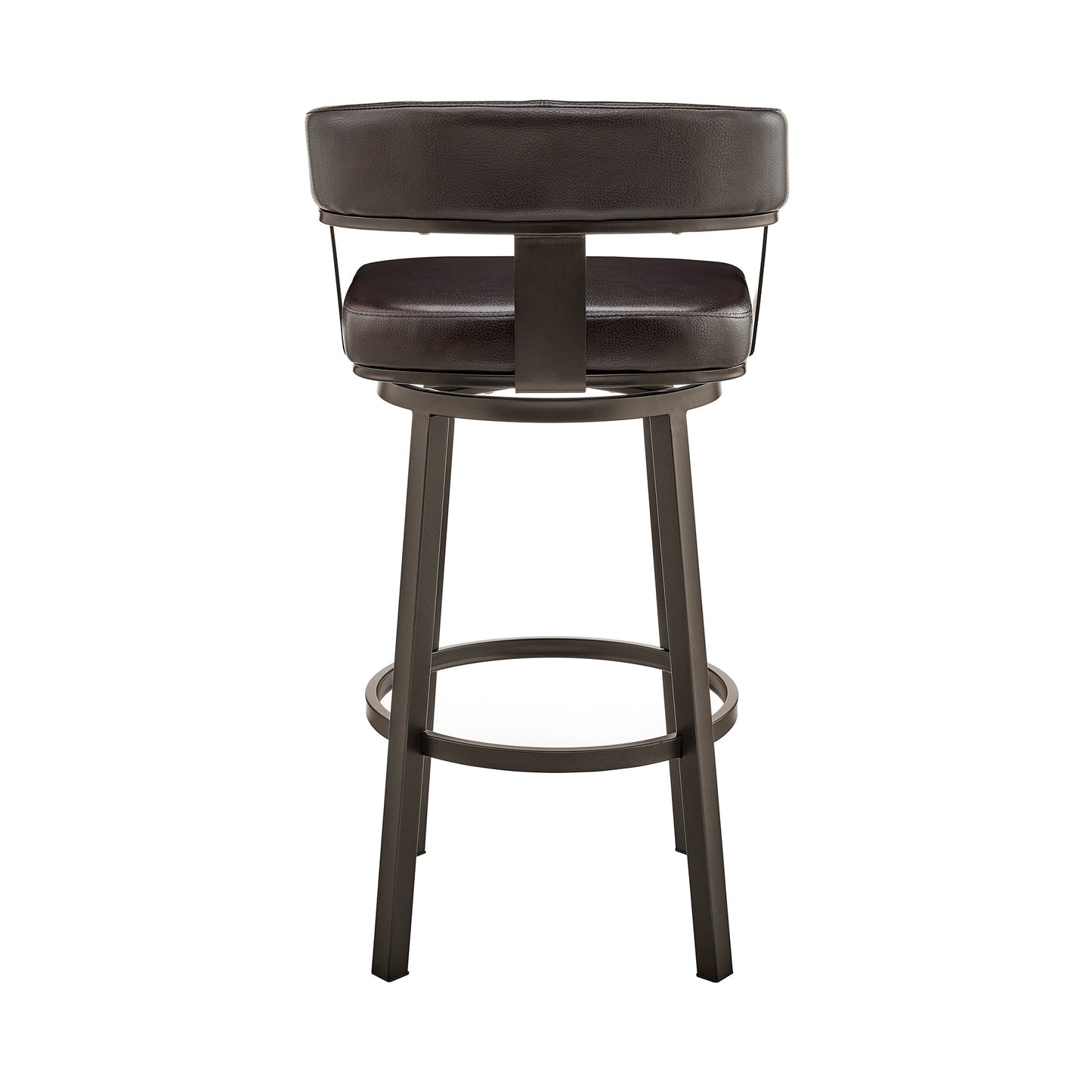 Cohen 26" Counter Height Swivel Bar Stool in Java Brown Finish and Chocolate Faux Leather