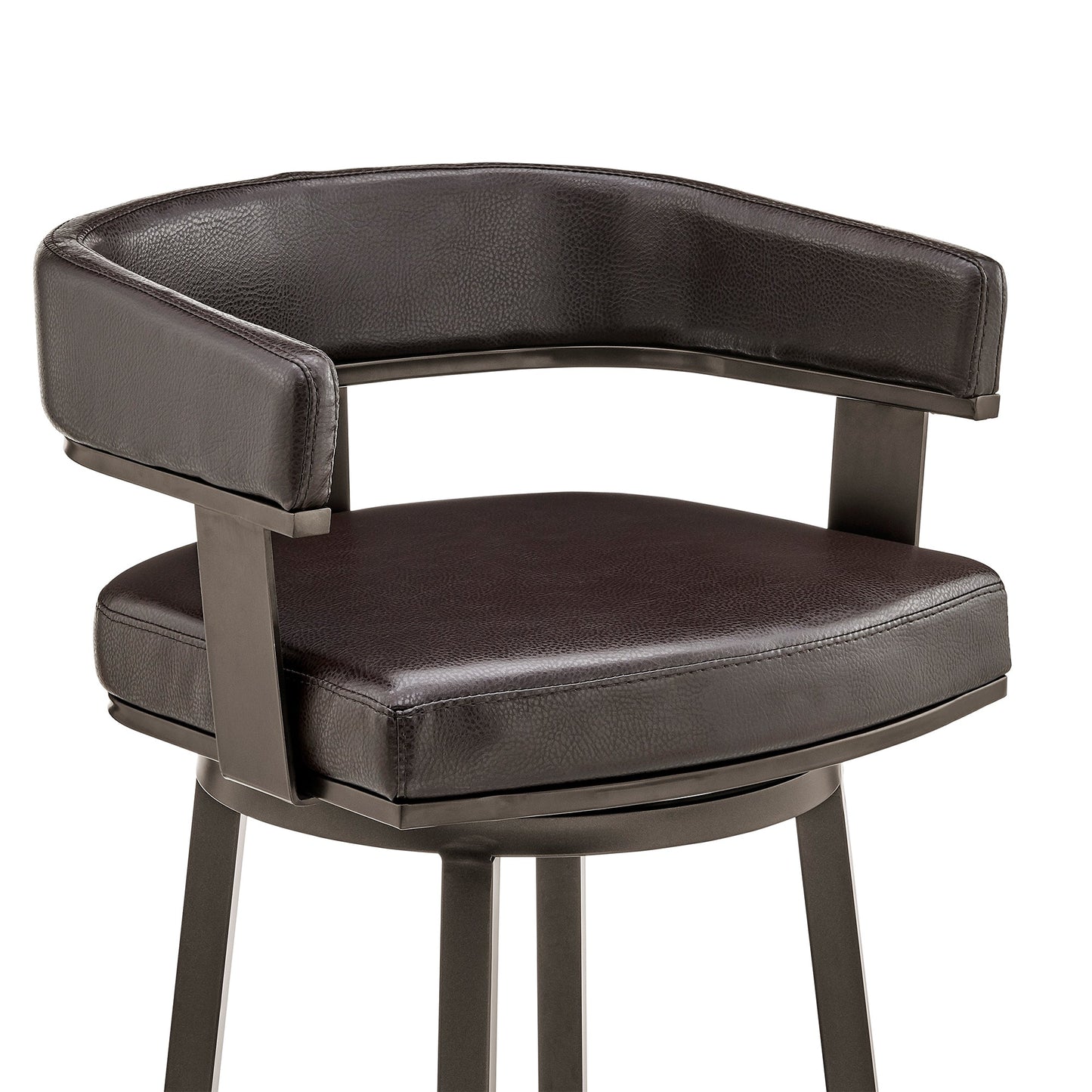 Cohen 26" Counter Height Swivel Bar Stool in Java Brown Finish and Chocolate Faux Leather