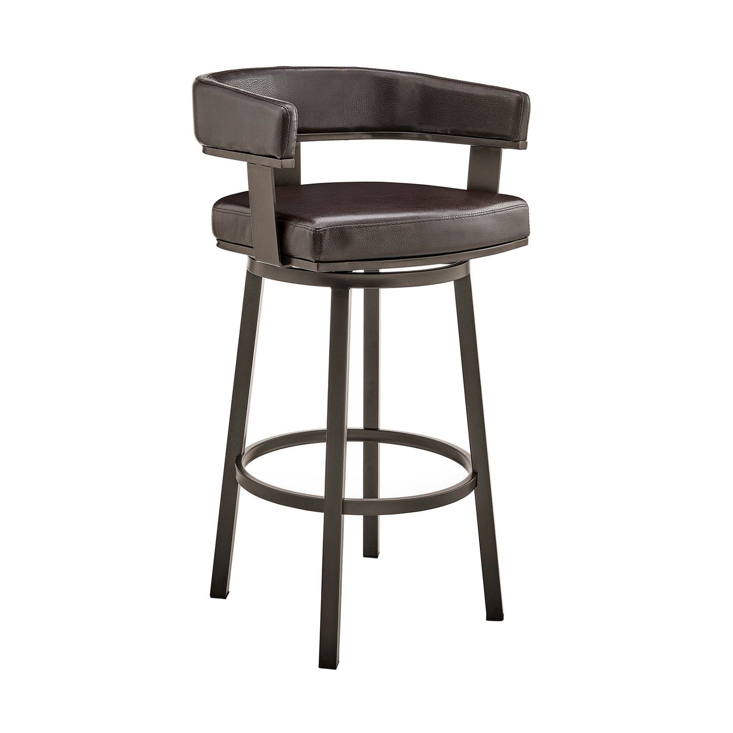 Cohen 30" Bar Height Swivel Bar Stool in Java Brown Finish and Chocolate Faux Leather