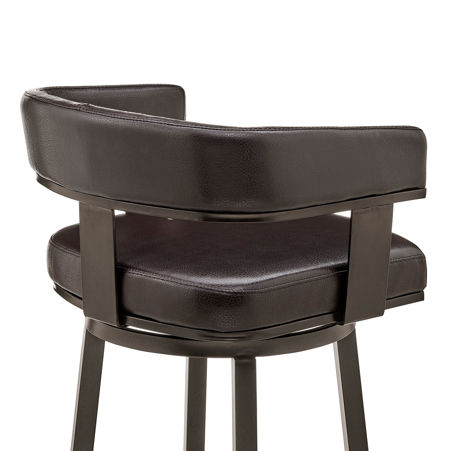 Cohen 30" Bar Height Swivel Bar Stool in Java Brown Finish and Chocolate Faux Leather