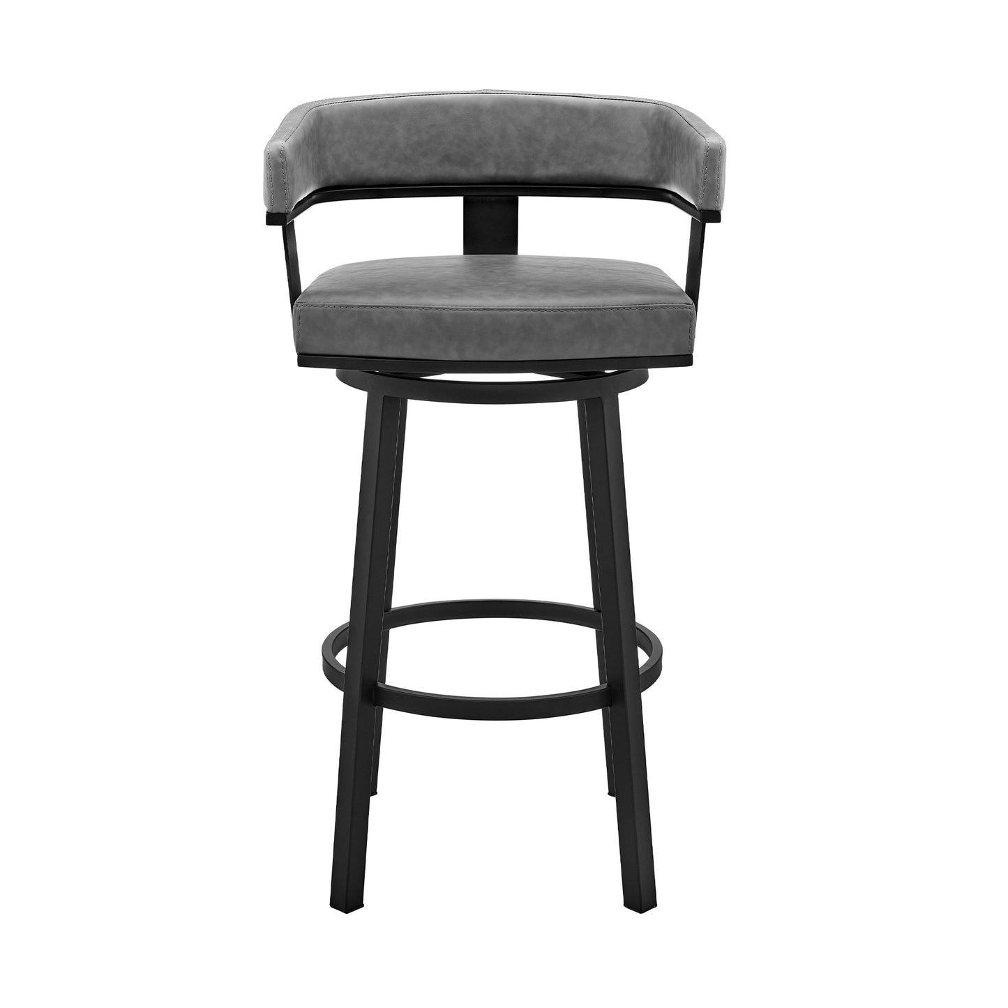 Cohen 26" Counter Height Swivel Bar Stool in Black Finish and Gray Faux Leather