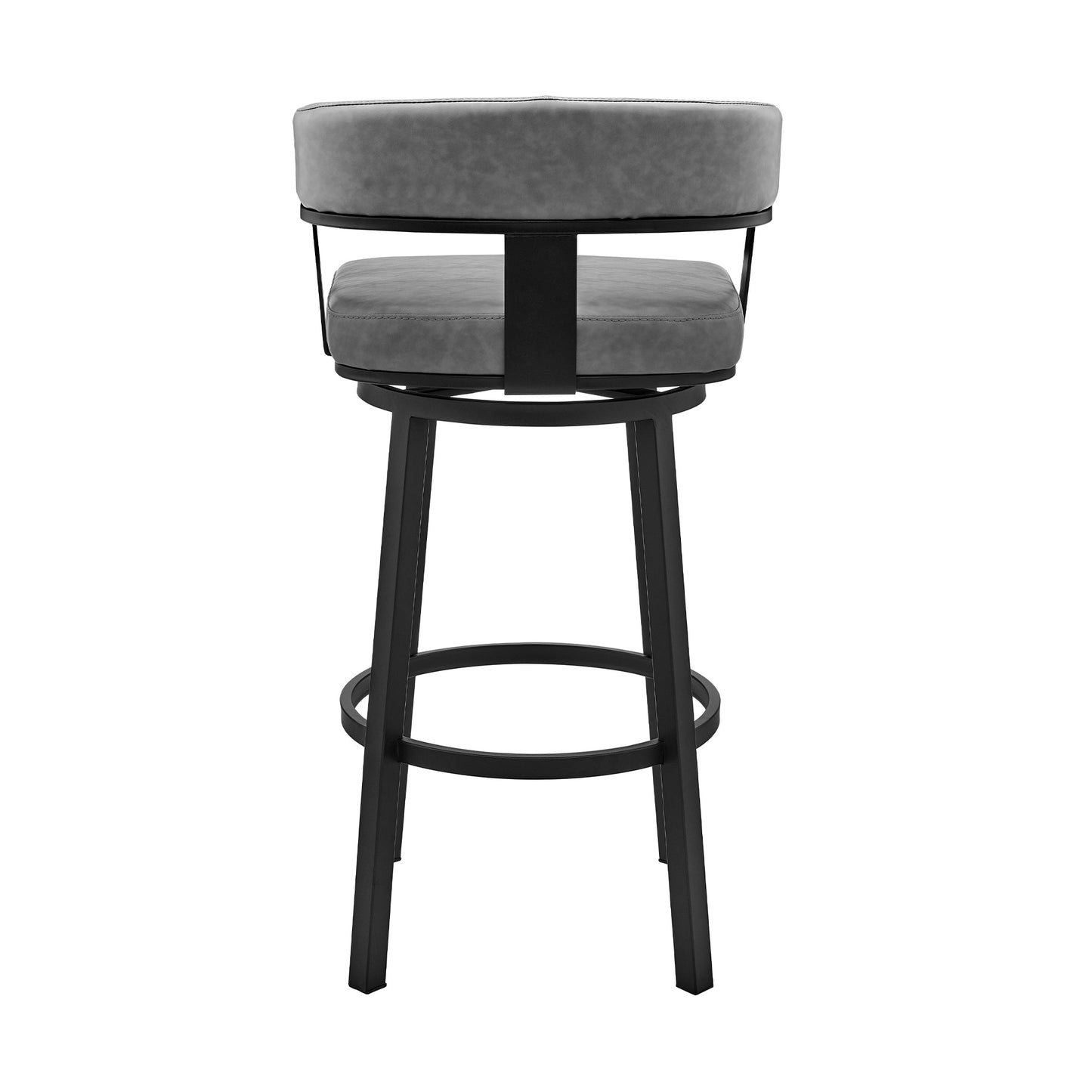 Cohen 26" Counter Height Swivel Bar Stool in Black Finish and Gray Faux Leather