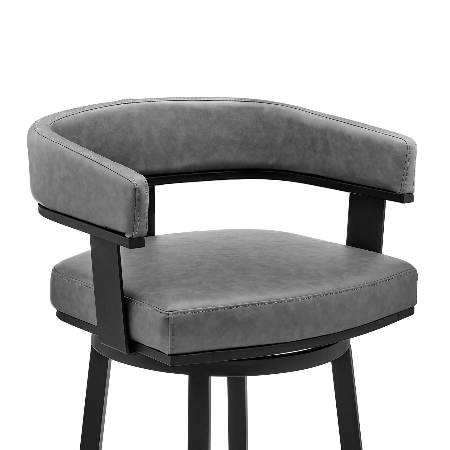 Cohen 26" Counter Height Swivel Bar Stool in Black Finish and Gray Faux Leather