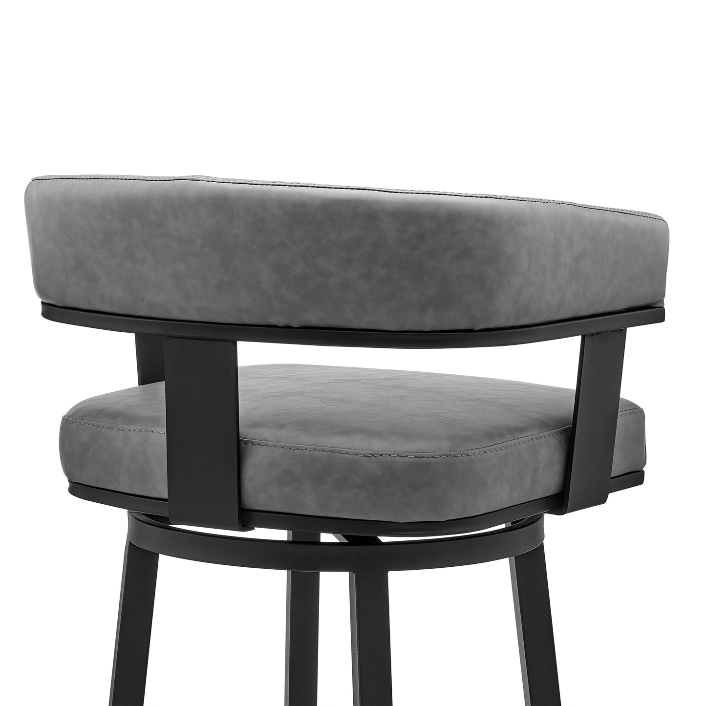 Cohen 26" Counter Height Swivel Bar Stool in Black Finish and Gray Faux Leather