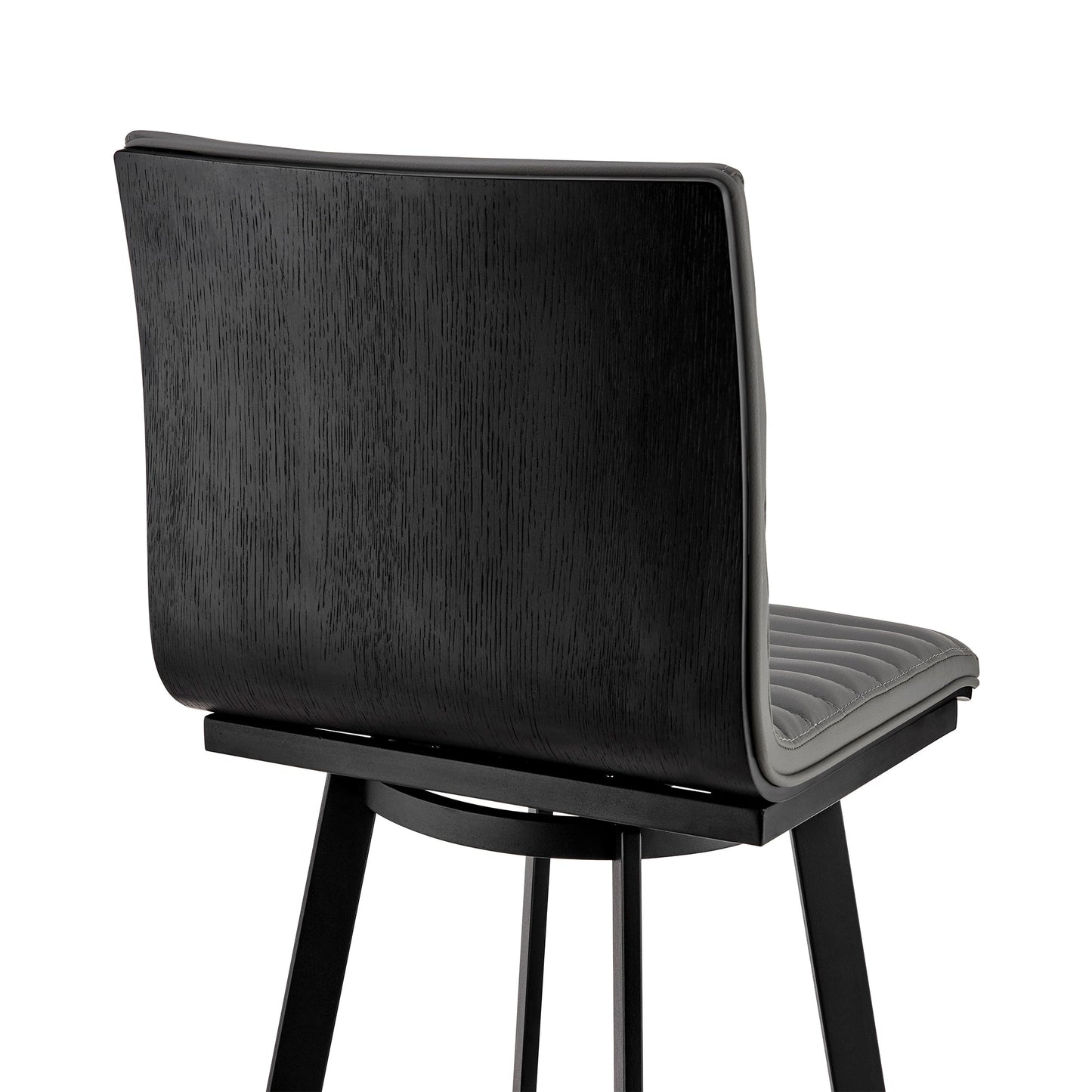 Jermaine 26" Counter Height Swivel Bar Stool in Matt Black Finish with Gray Faux Leather