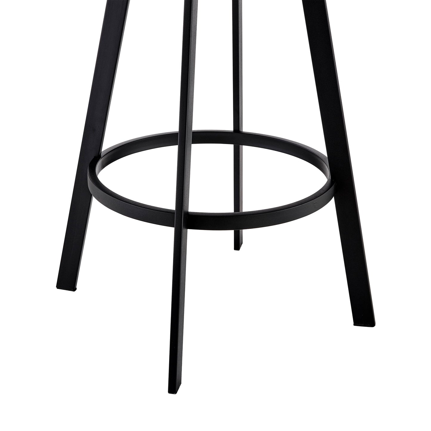 Jermaine 26" Counter Height Swivel Bar Stool in Matt Black Finish with Gray Faux Leather