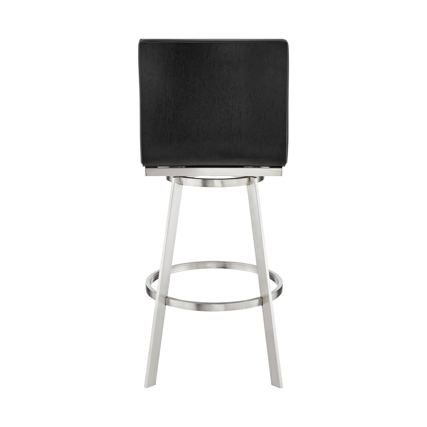 Jermaine 30" Bar Swivel Bar Stool in Brushed Stainless Steel Finish and Gray Faux Leather