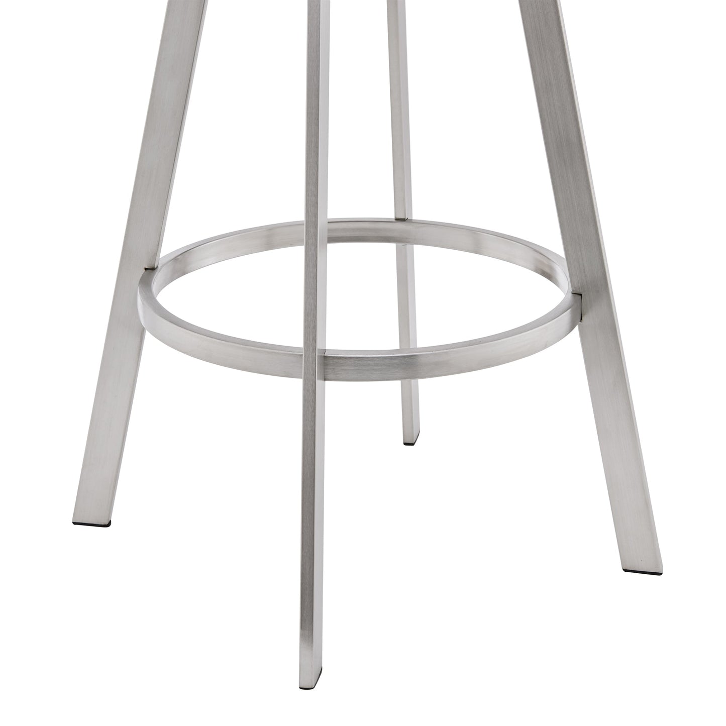 Bronson 25" Gray Faux Leather and Brushed Stainless Steel Swivel Bar Stool