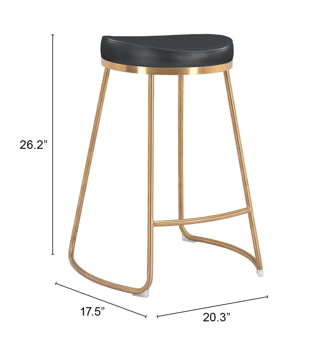 Bree Counter Stool (Set of 2) Black & Gold