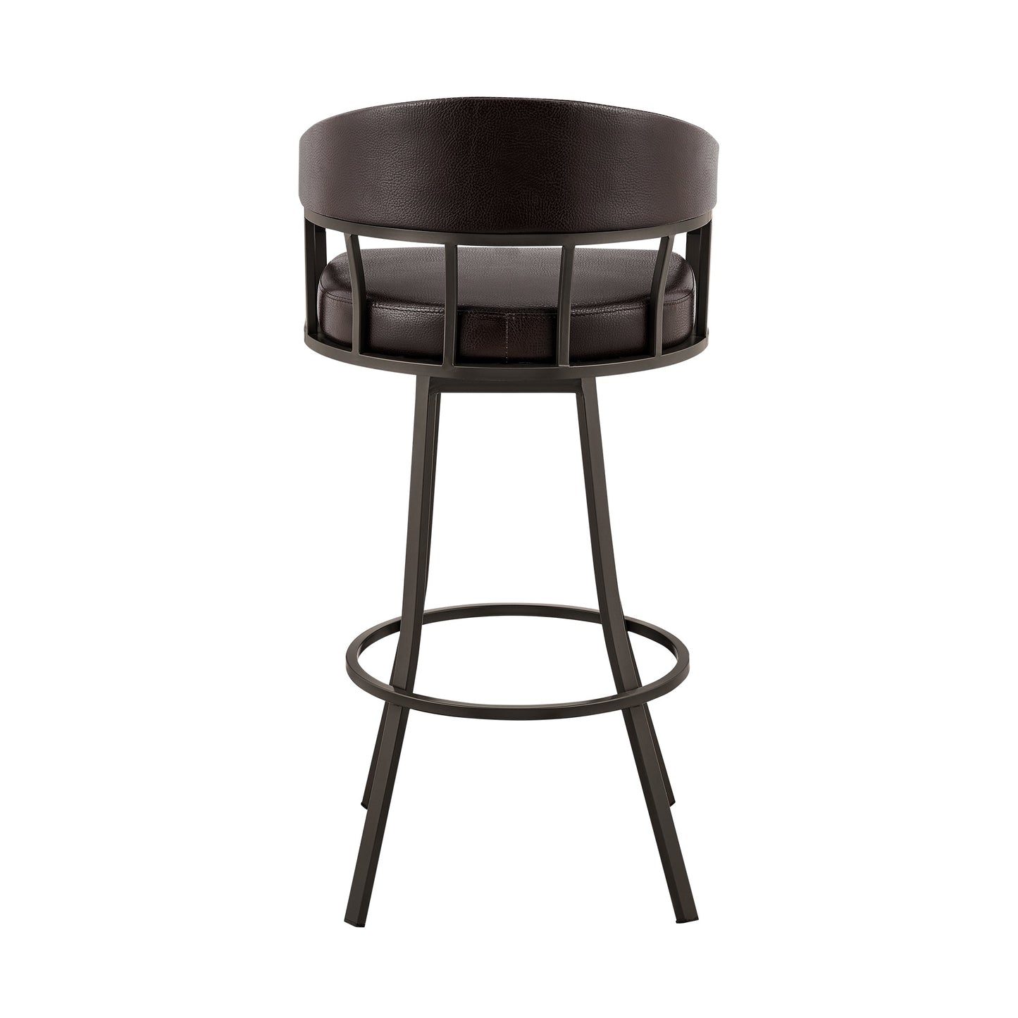 Palmdale 26" Swivel Brown Faux Leather and Java Brown Metal Bar Stool