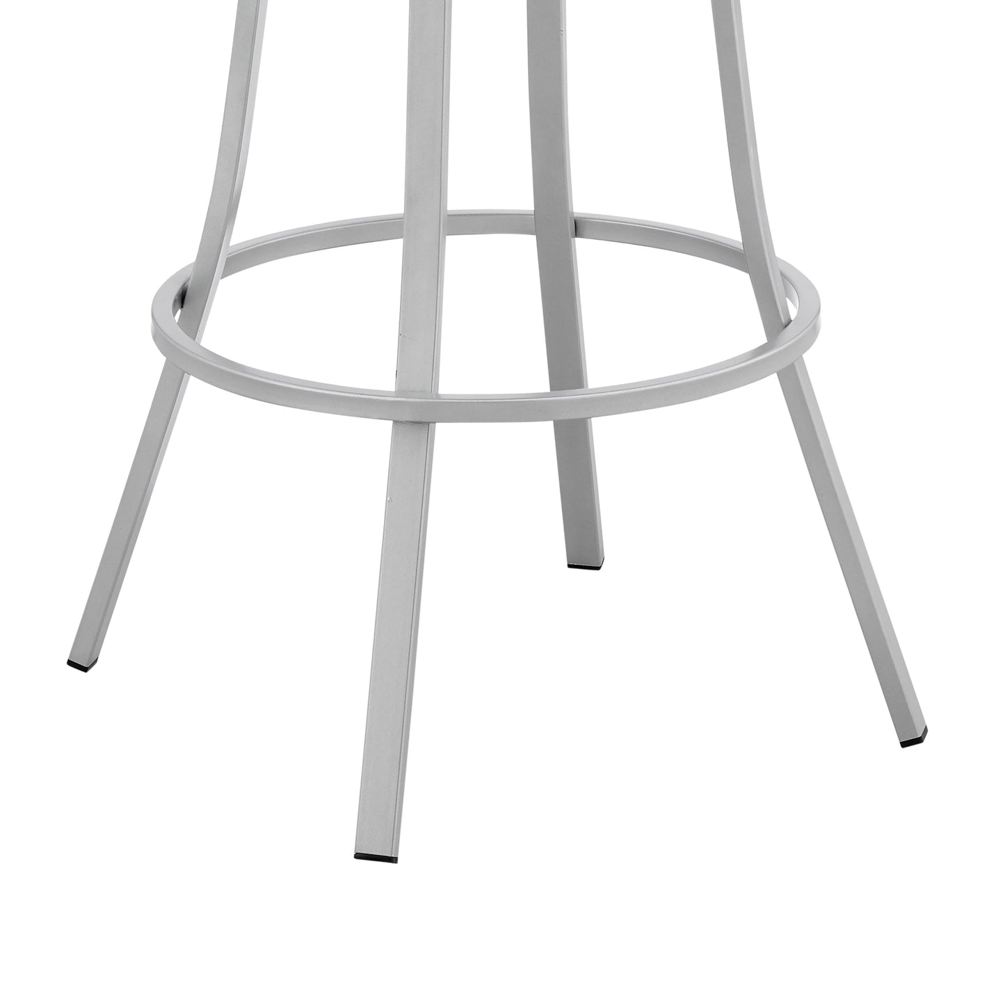 Palmdale 26" Swivel White Faux Leather and Silver Metal Bar Stool