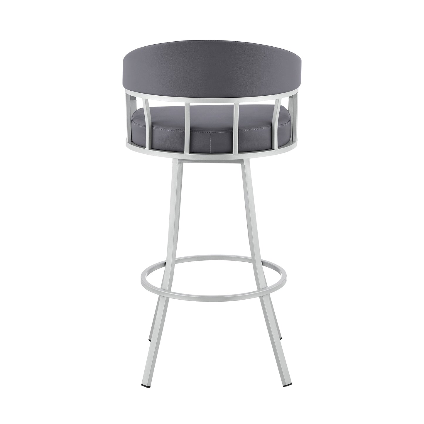 Palmdale 26" Swivel Slate Gray Faux Leather and Silver Metal Bar Stool