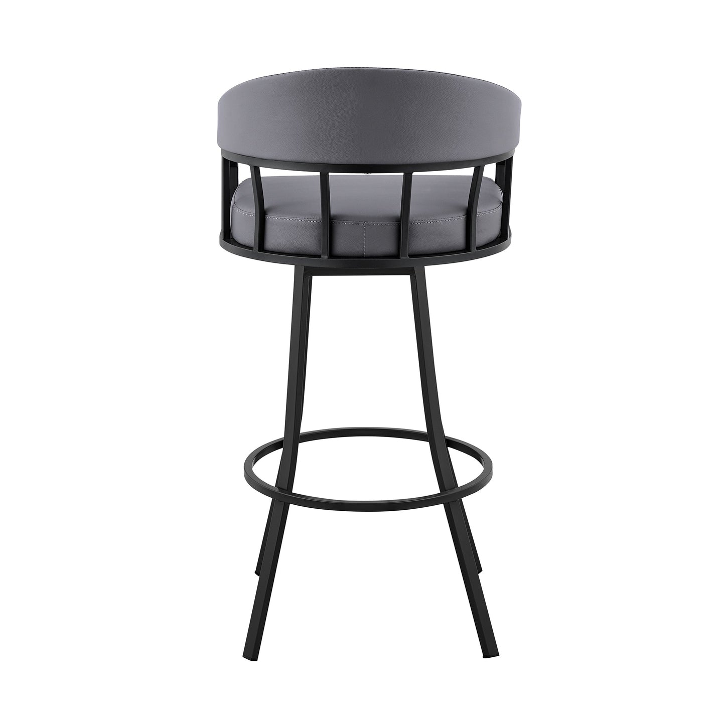 Palmdale 26" Swivel Slate Gray Faux Leather and Black Metal Bar Stool