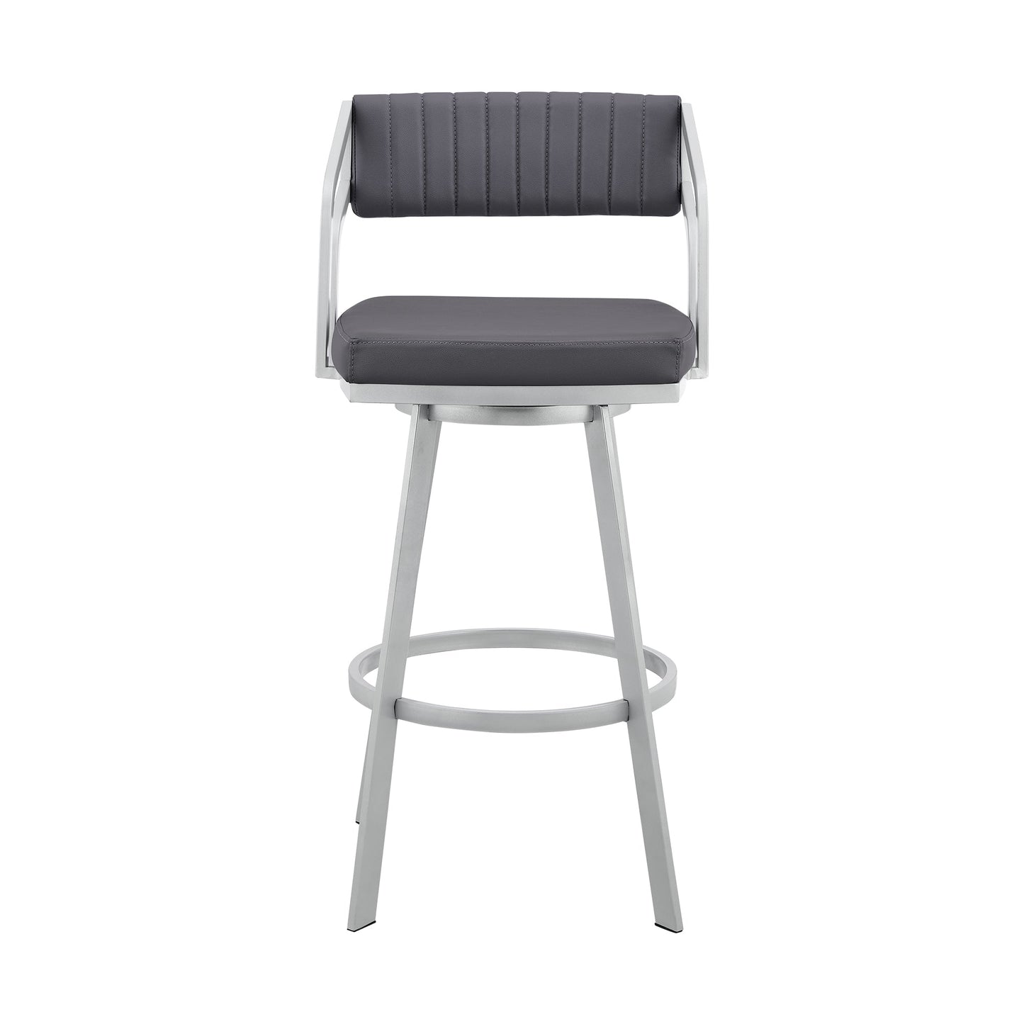 Scranton 26" Swivel Slate Gray Faux Leather and Silver Metal Bar Stool