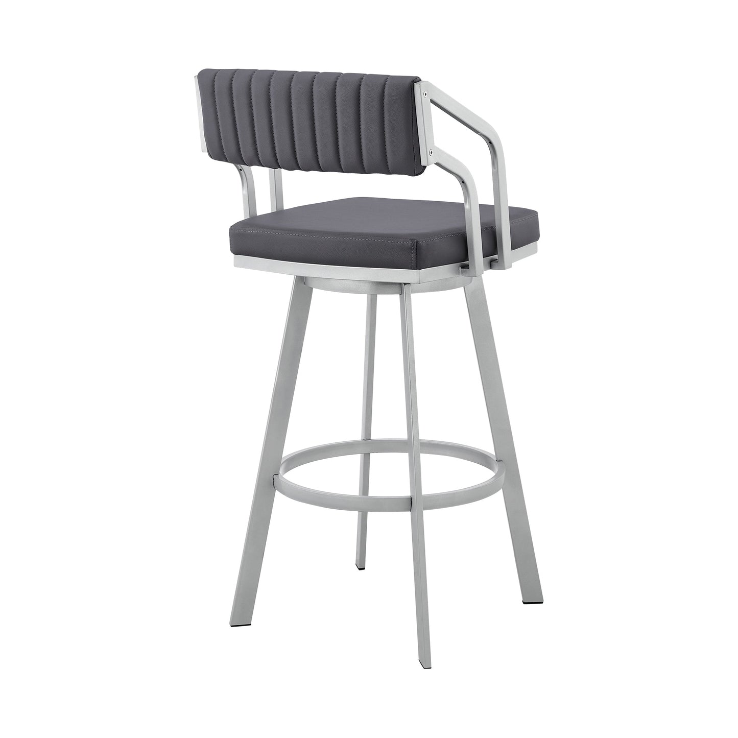 Scranton 26" Swivel Slate Gray Faux Leather and Silver Metal Bar Stool