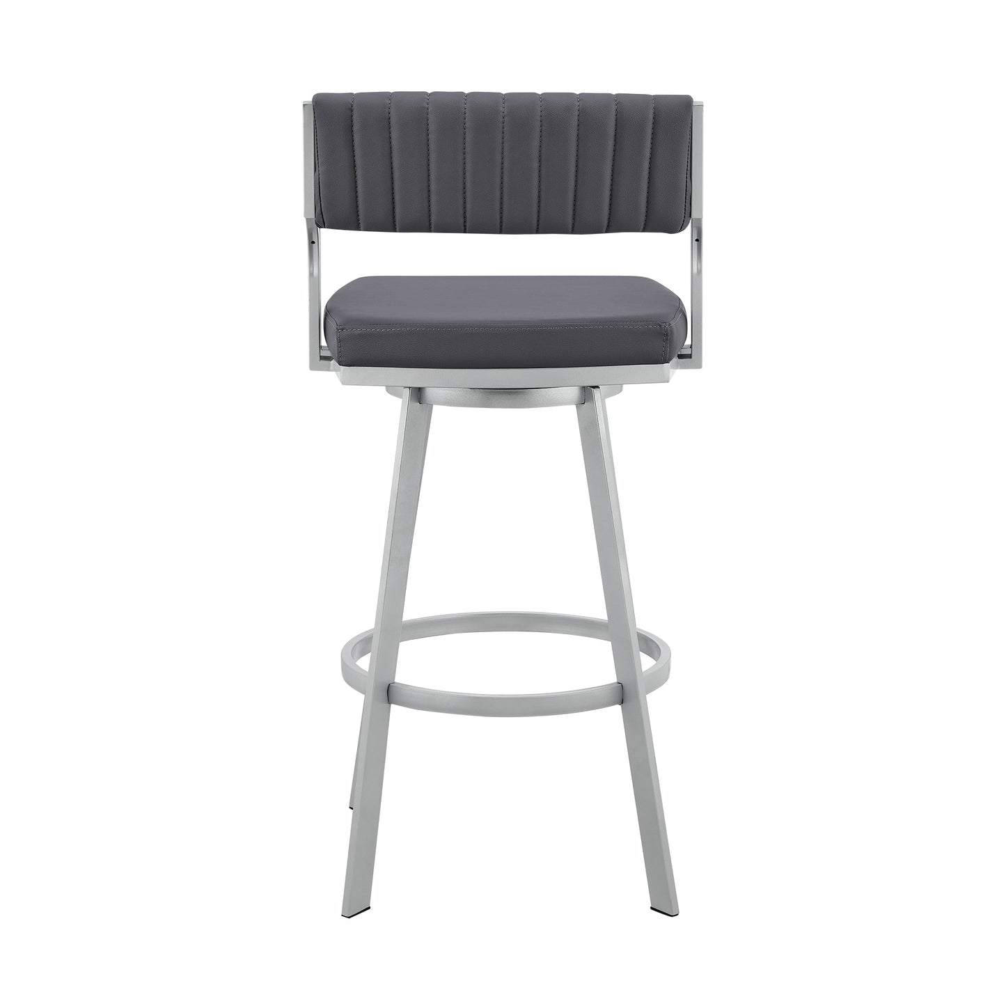 Scranton 26" Swivel Slate Gray Faux Leather and Silver Metal Bar Stool