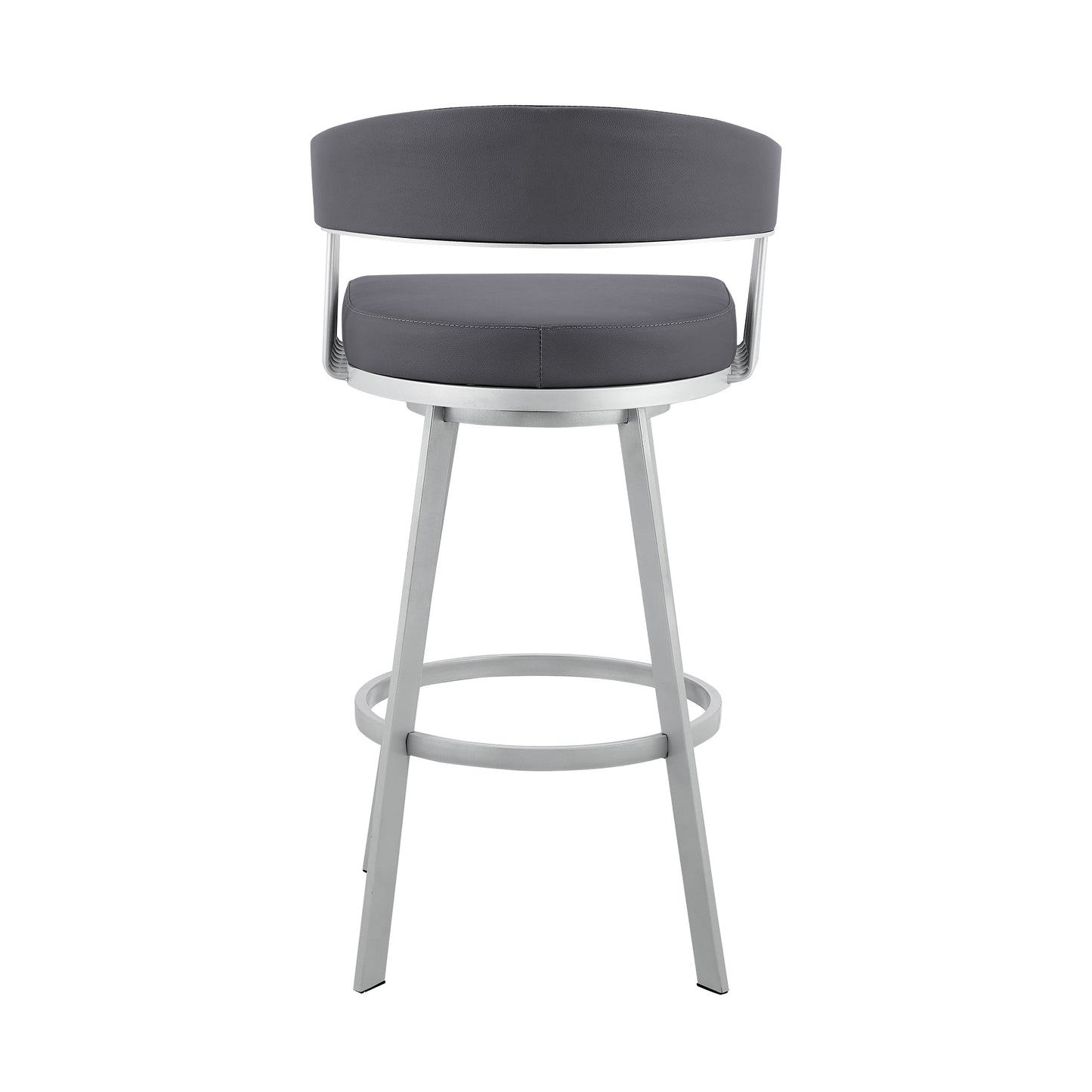 Bronson 25" Slate Gray Faux Leather and Silver Metal Bar Stool