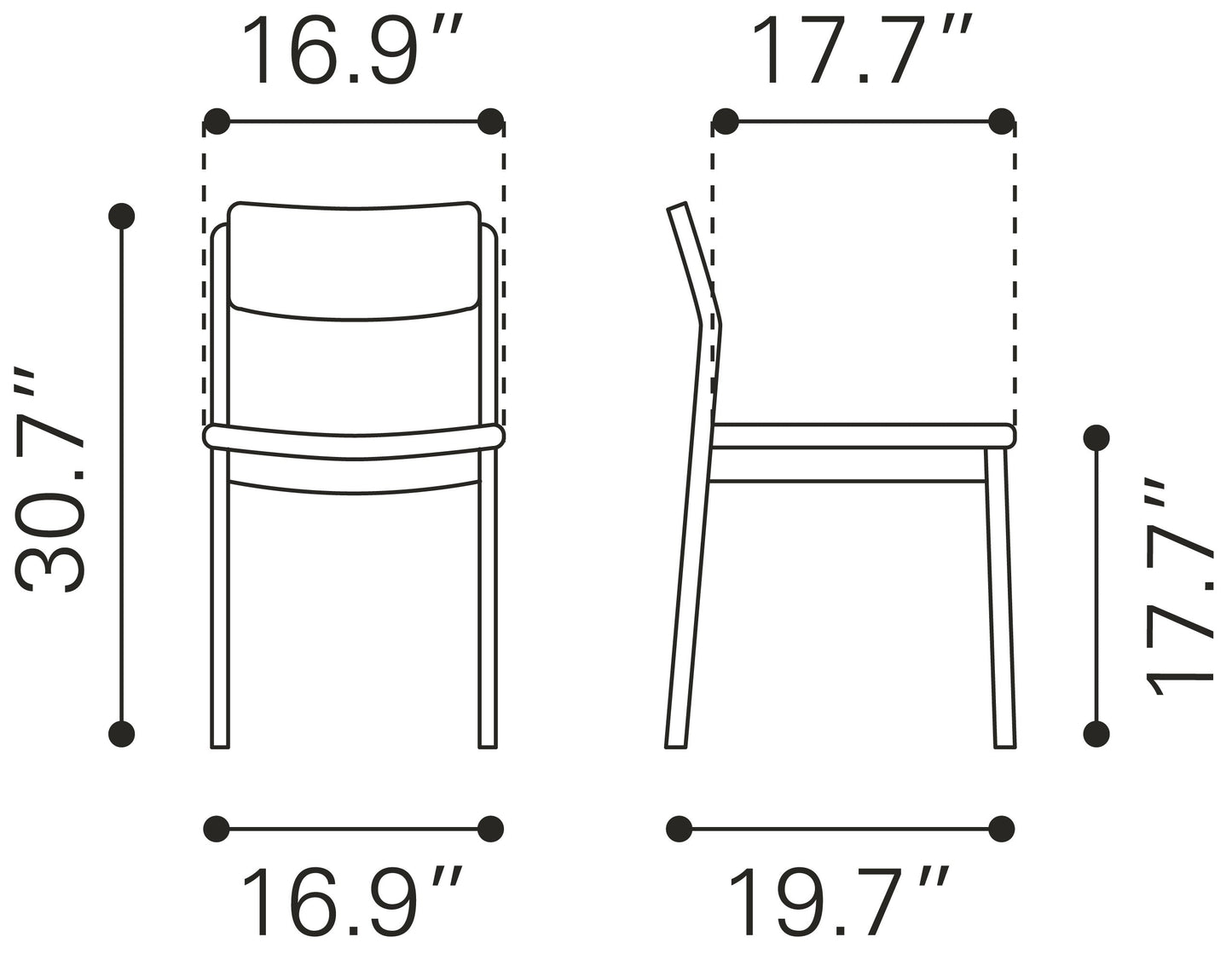 Desdamona Dining Chair (Set of 2) Light Gray & Walnut