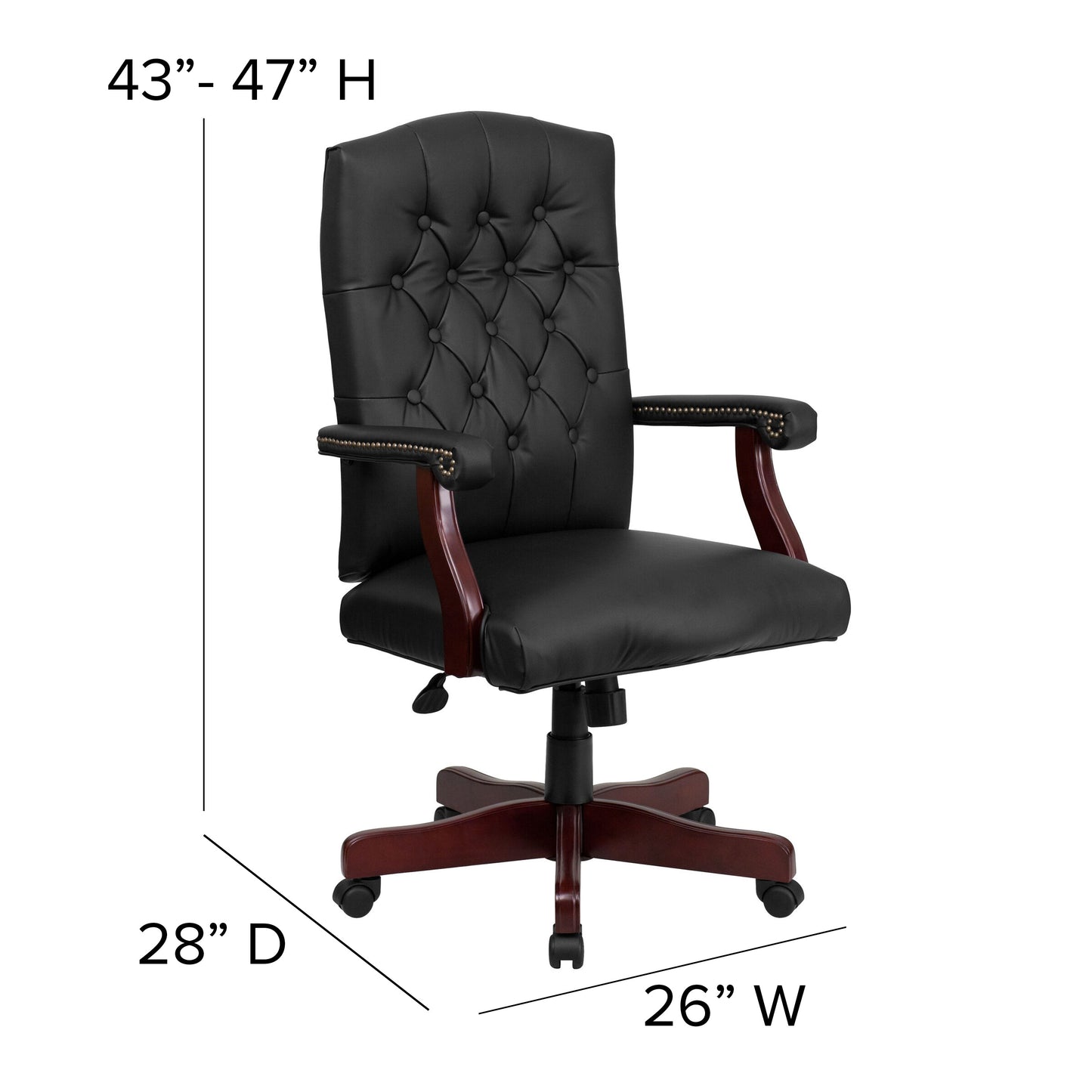 Black High Back Leather Chair 801L-LF0005-BK-LEA-GG