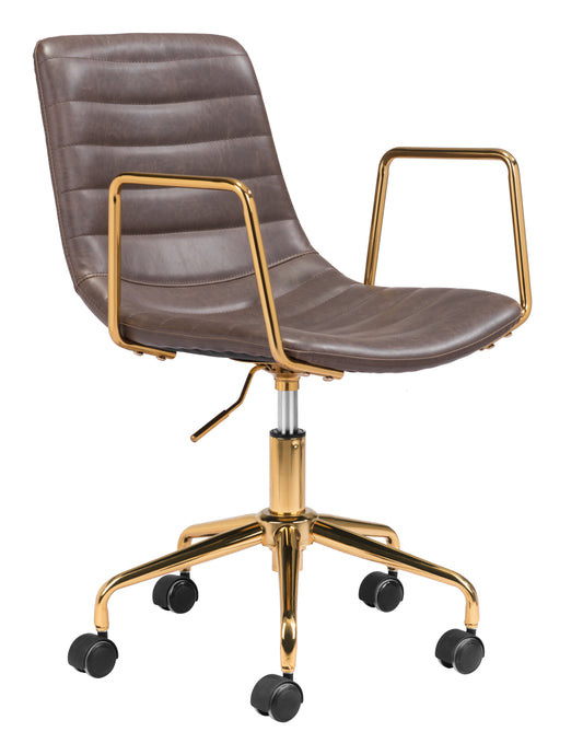 Eric Office Chair Brown & Gold