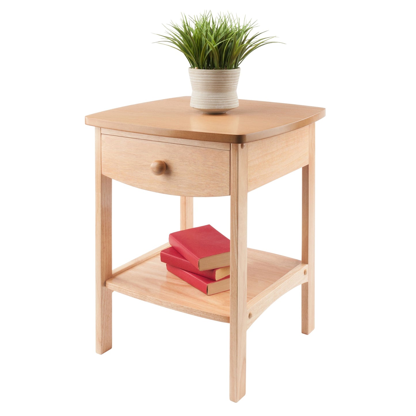 Claire Curved Accent Table, Nightstand, Natural