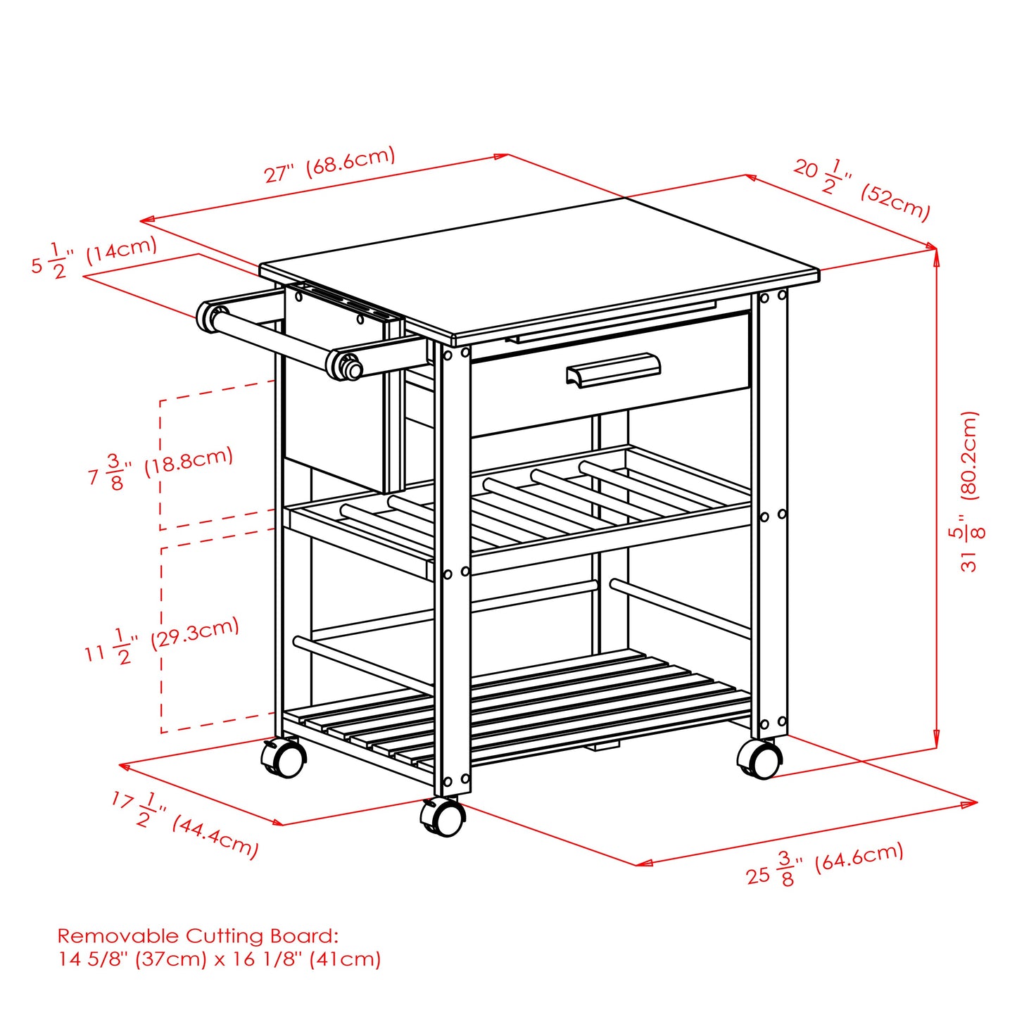 Finland Utility Kitchen Cart, Natural