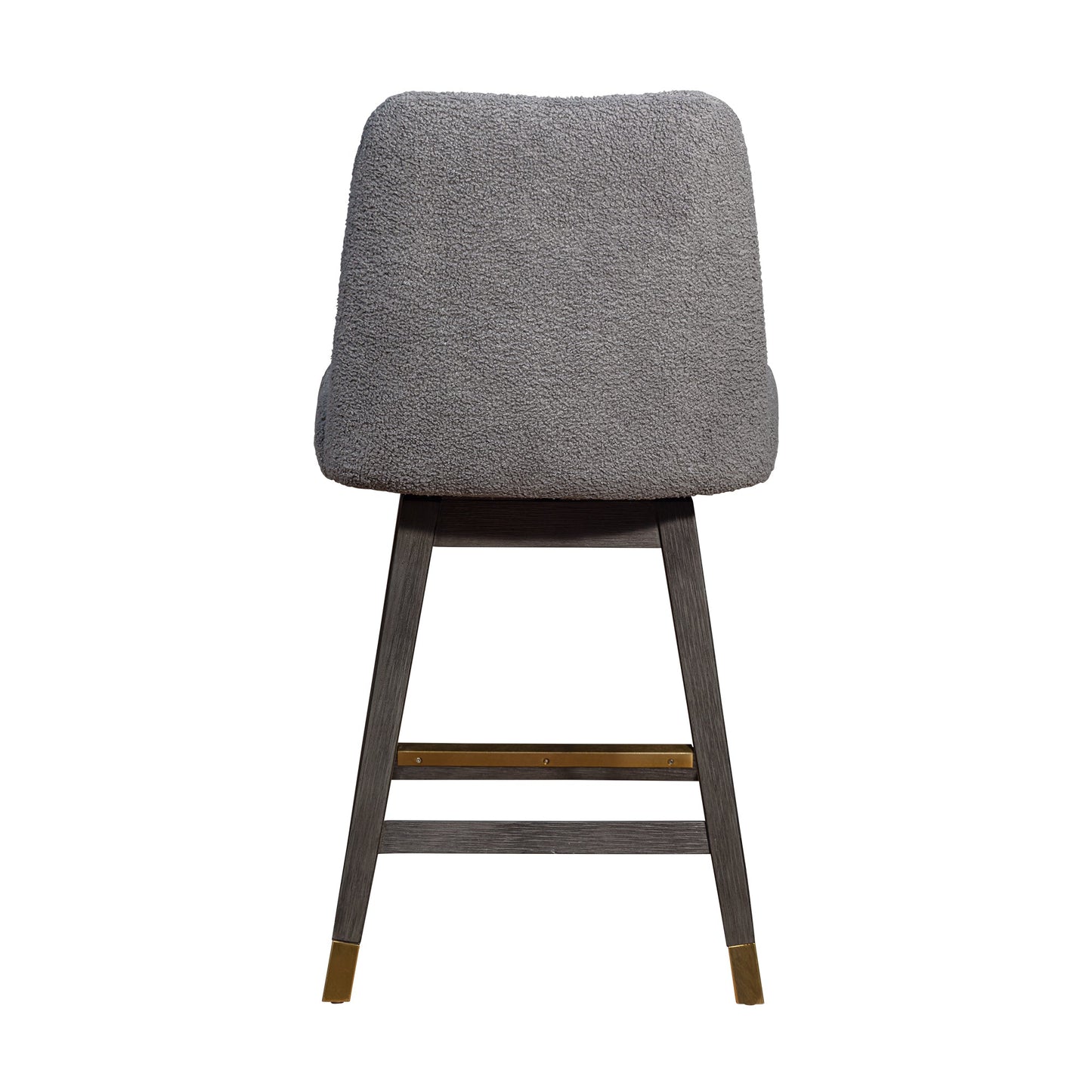 Amalie Swivel Counter Stool in Gray Oak Wood Finish with Gray Boucle Fabric