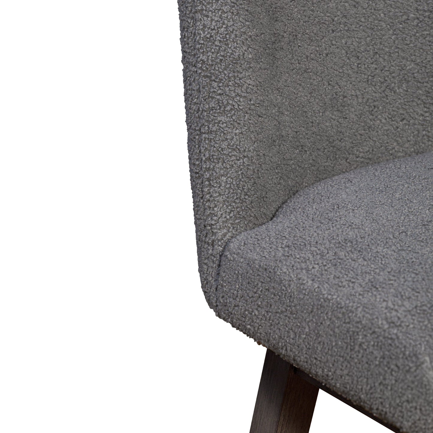 Amalie Swivel Counter Stool in Gray Oak Wood Finish with Gray Boucle Fabric