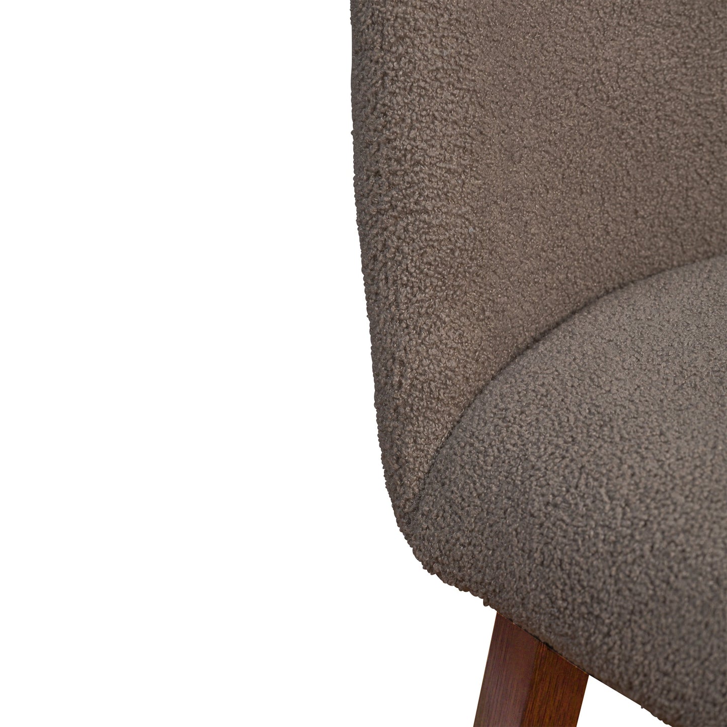 Amalie Swivel Counter Stool in Brown Oak Wood Finish with Taupe Boucle Fabric