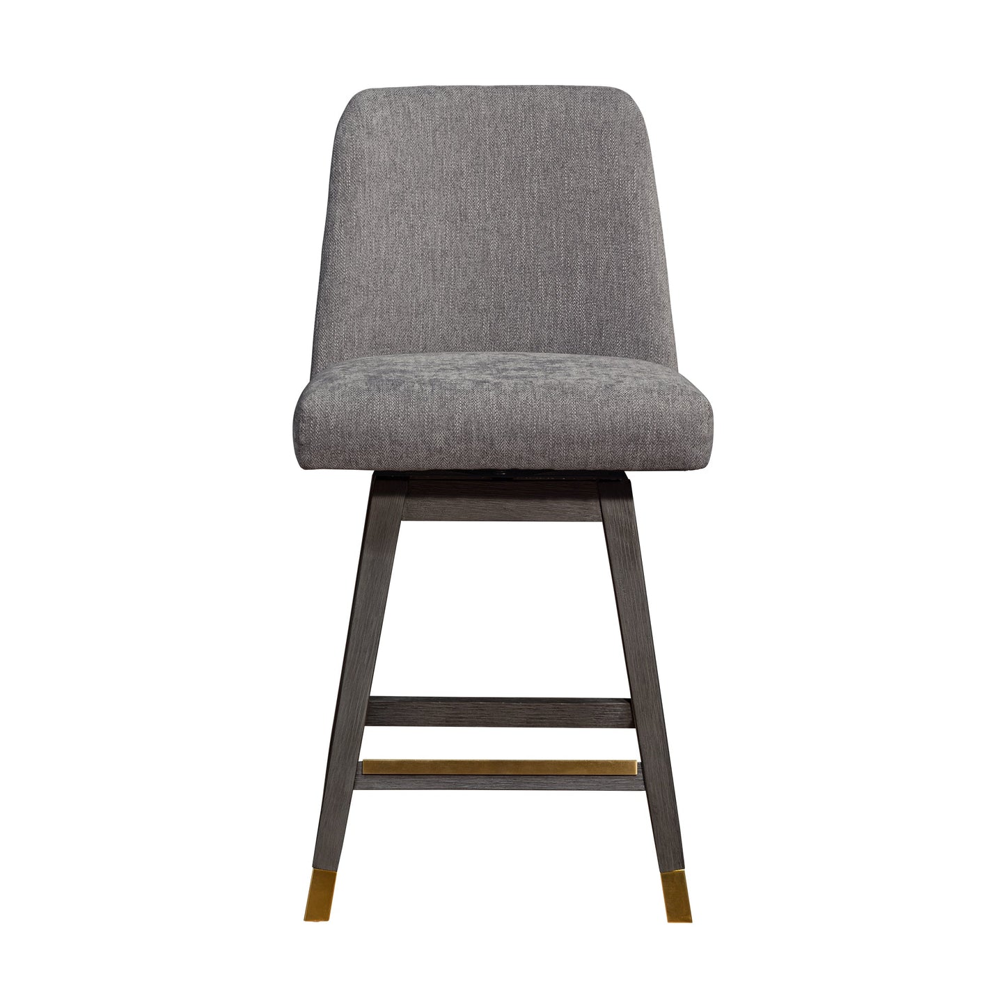 Amalie Swivel Counter Stool in Gray Oak Wood Finish with Mocha Fabric