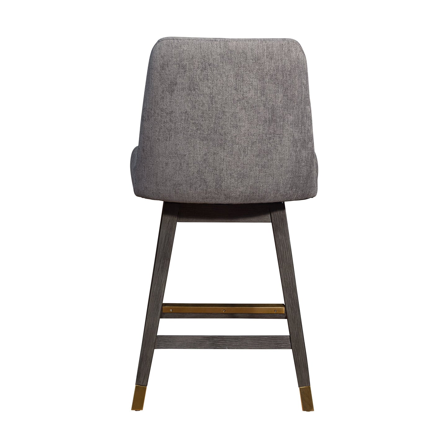 Amalie Swivel Counter Stool in Gray Oak Wood Finish with Mocha Fabric