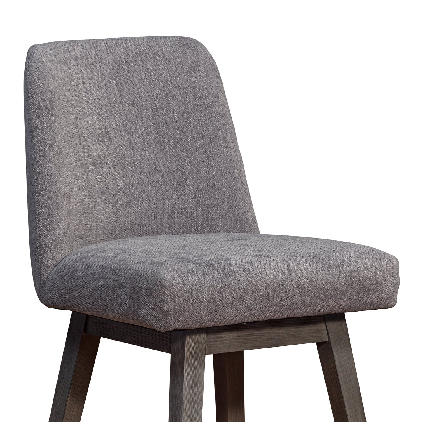 Amalie Swivel Counter Stool in Gray Oak Wood Finish with Mocha Fabric