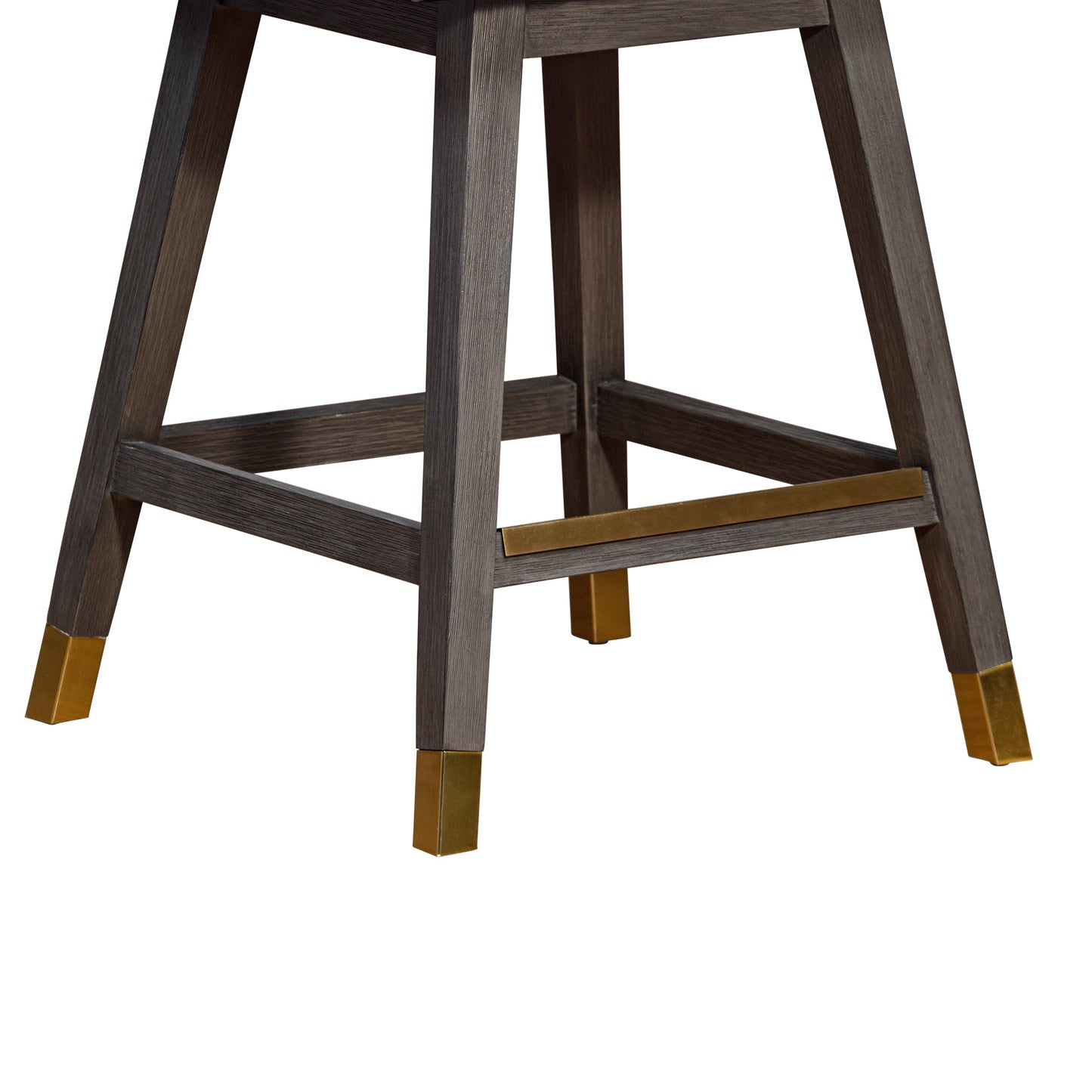 Amalie Swivel Counter Stool in Gray Oak Wood Finish with Mocha Fabric