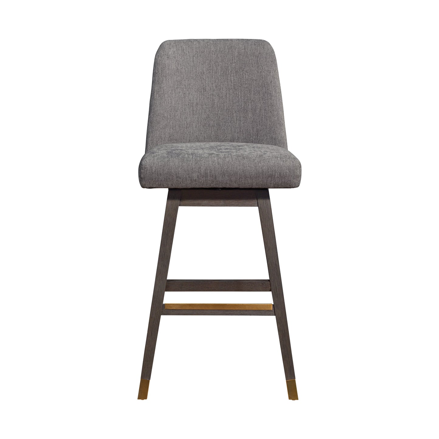 Amalie Swivel Bar Stool in Gray Oak Wood Finish with Mocha Fabric