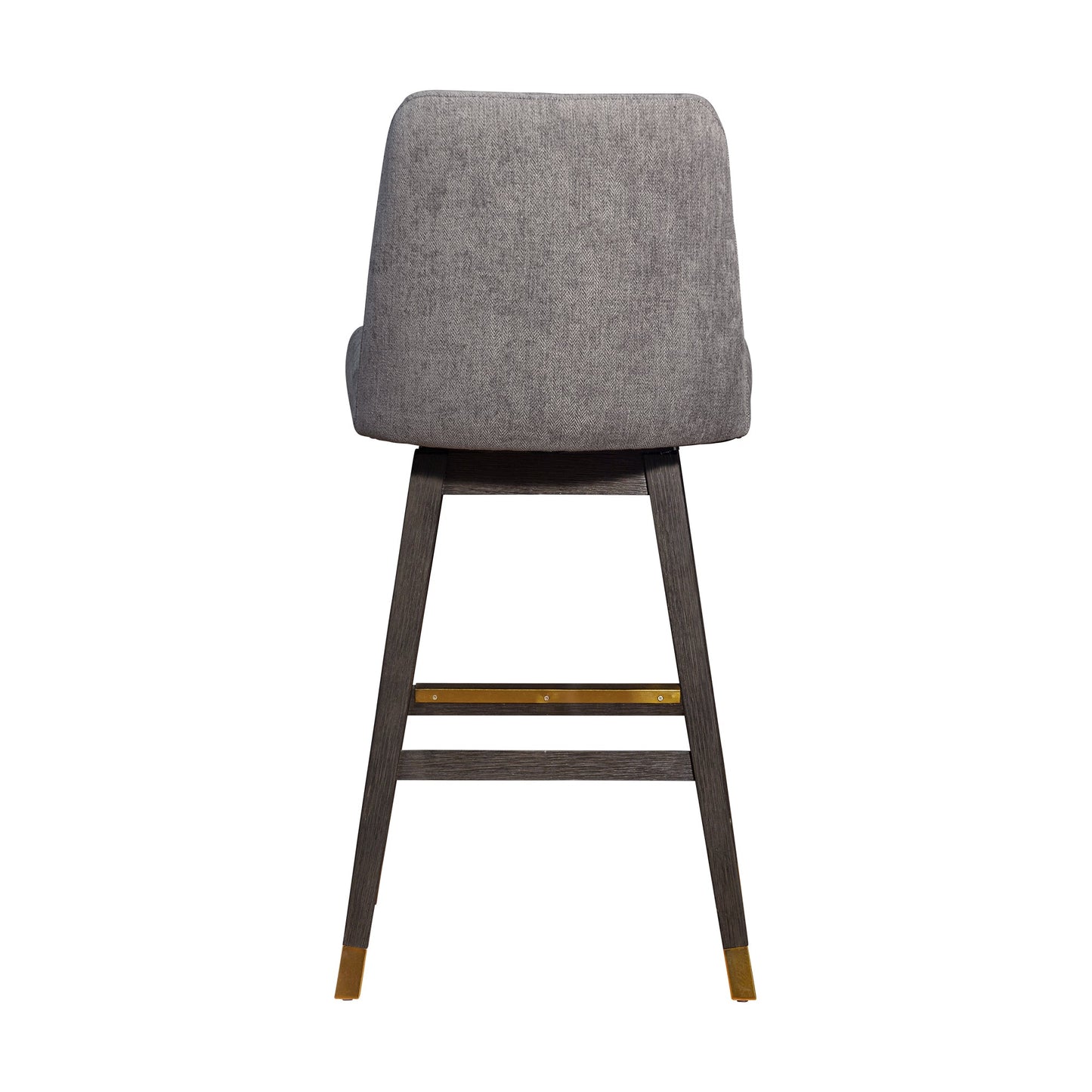 Amalie Swivel Bar Stool in Gray Oak Wood Finish with Mocha Fabric