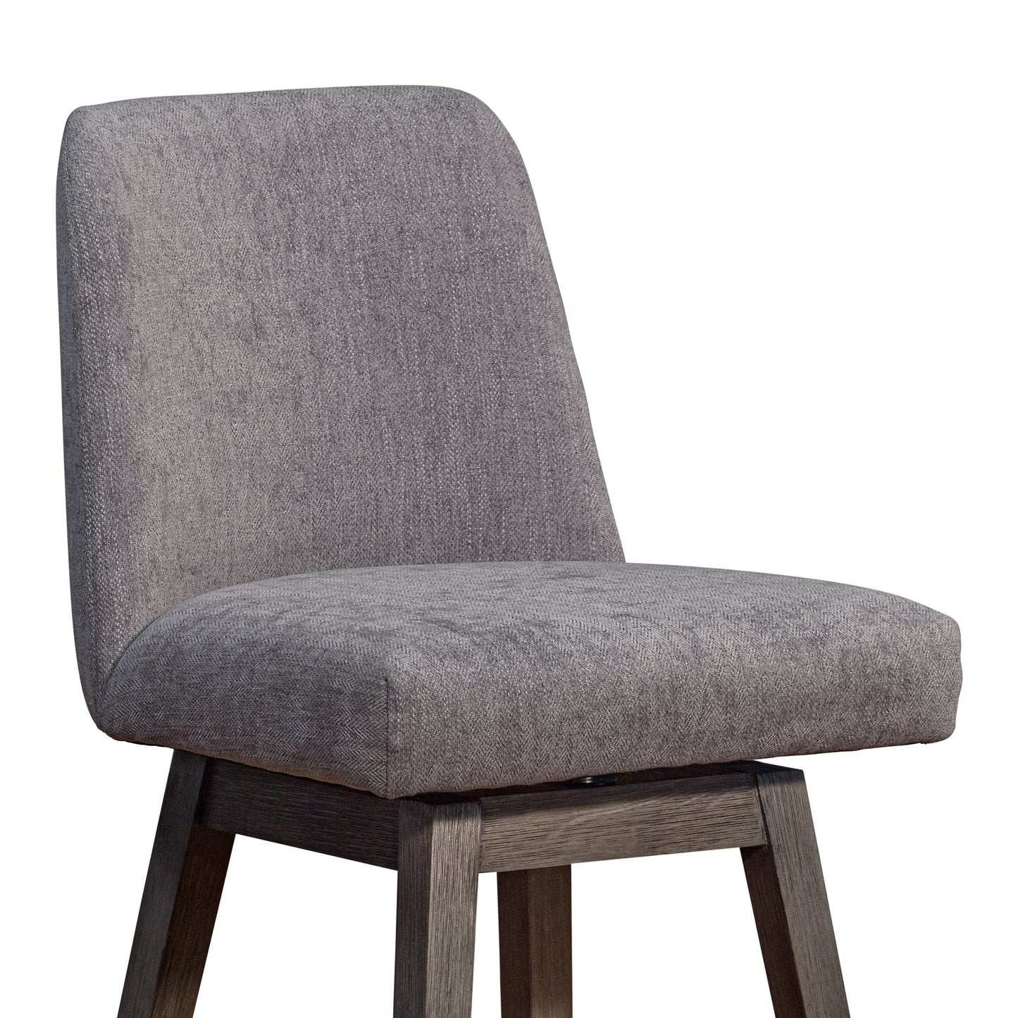 Amalie Swivel Bar Stool in Gray Oak Wood Finish with Mocha Fabric