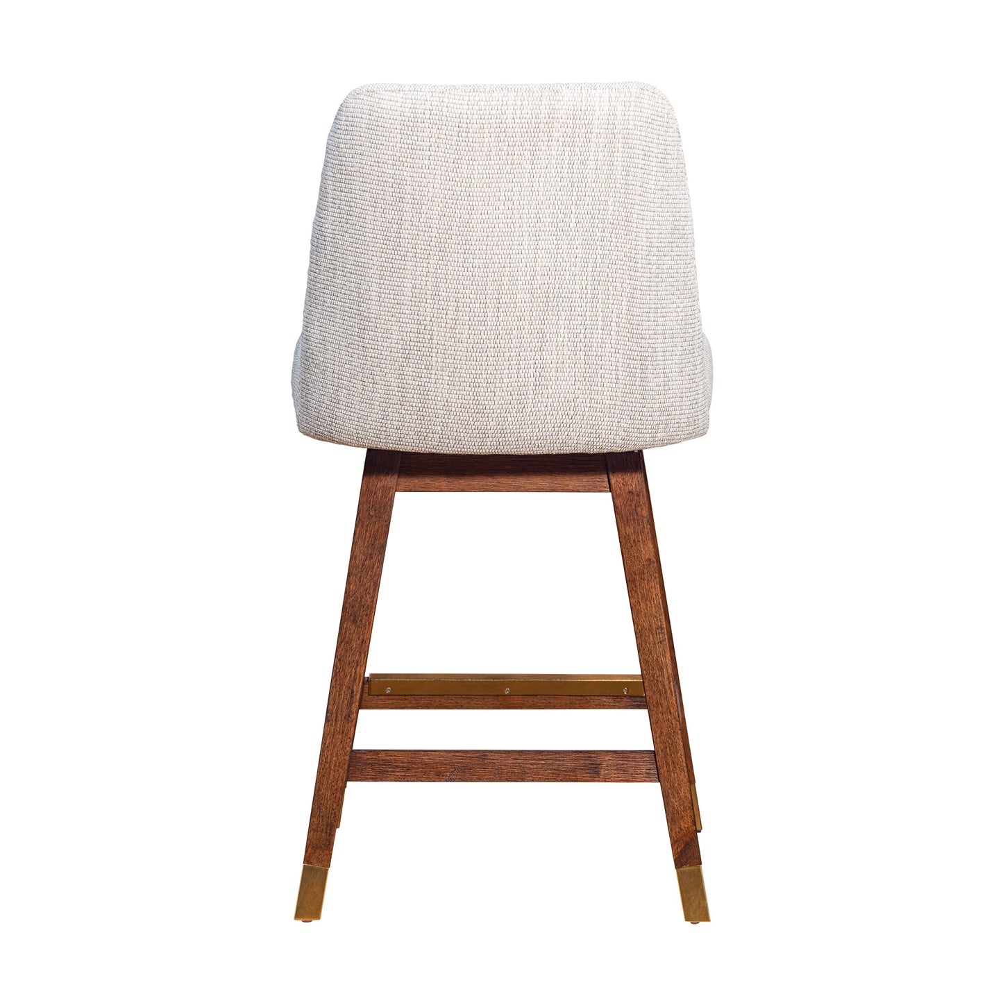 Amalie Swivel Counter Stool in Brown Oak Wood Finish with Beige Fabric