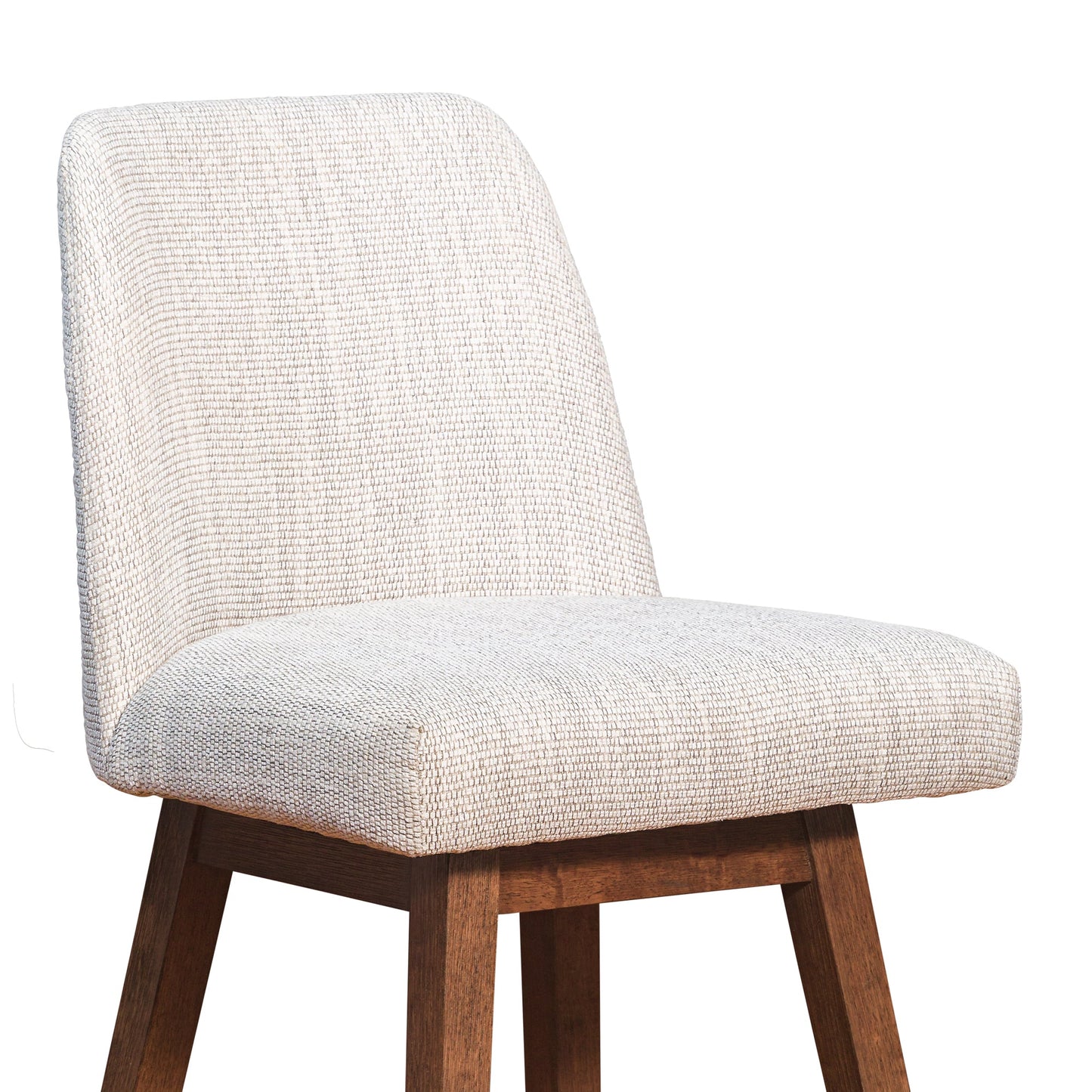 Amalie Swivel Counter Stool in Brown Oak Wood Finish with Beige Fabric