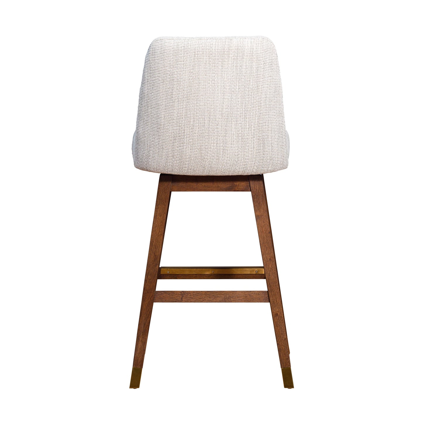 Amalie Swivel Bar Stool in Brown Oak Wood Finish with Beige Fabric