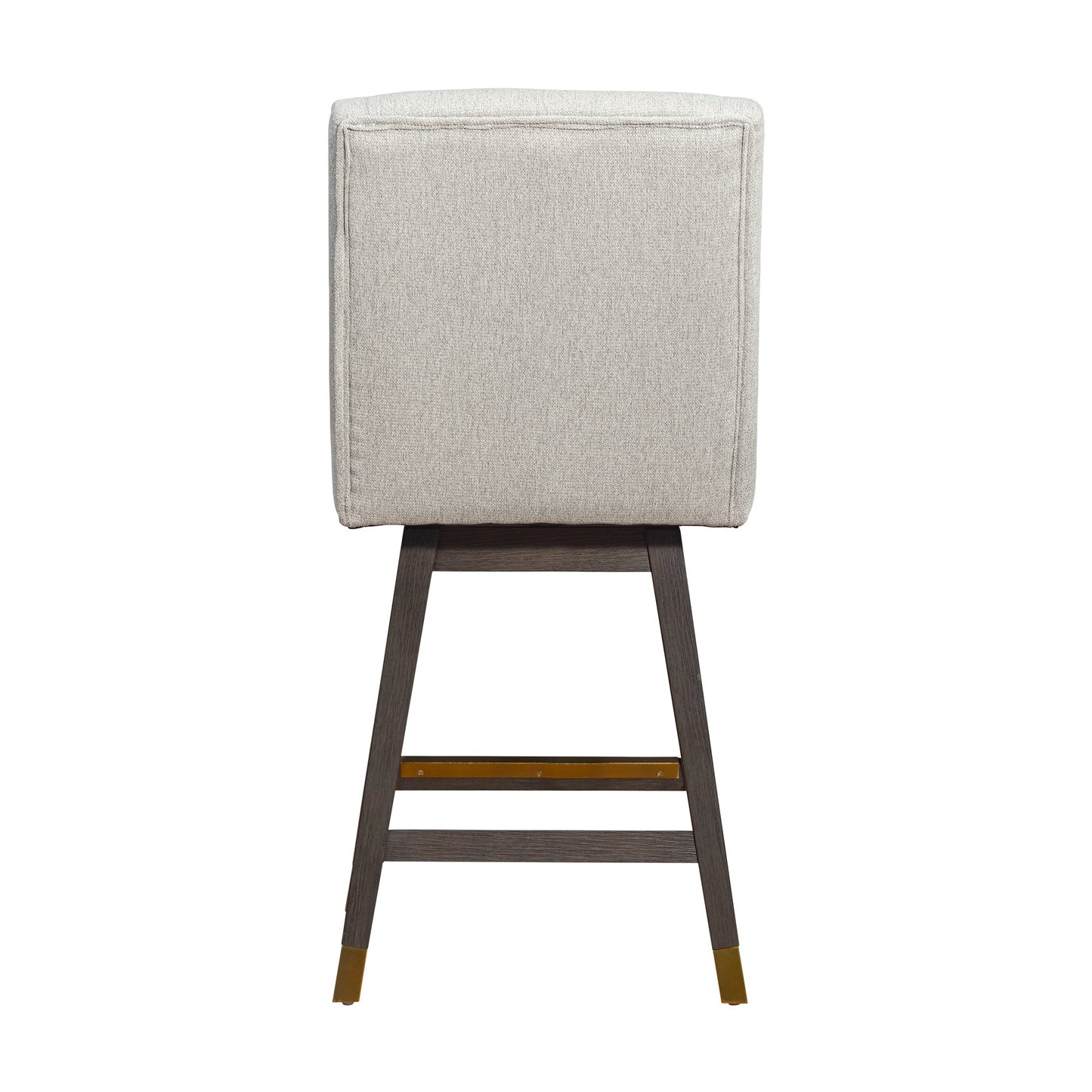 Stancoste Swivel Counter Stool in Gray Oak Wood Finish with Taupe Fabric