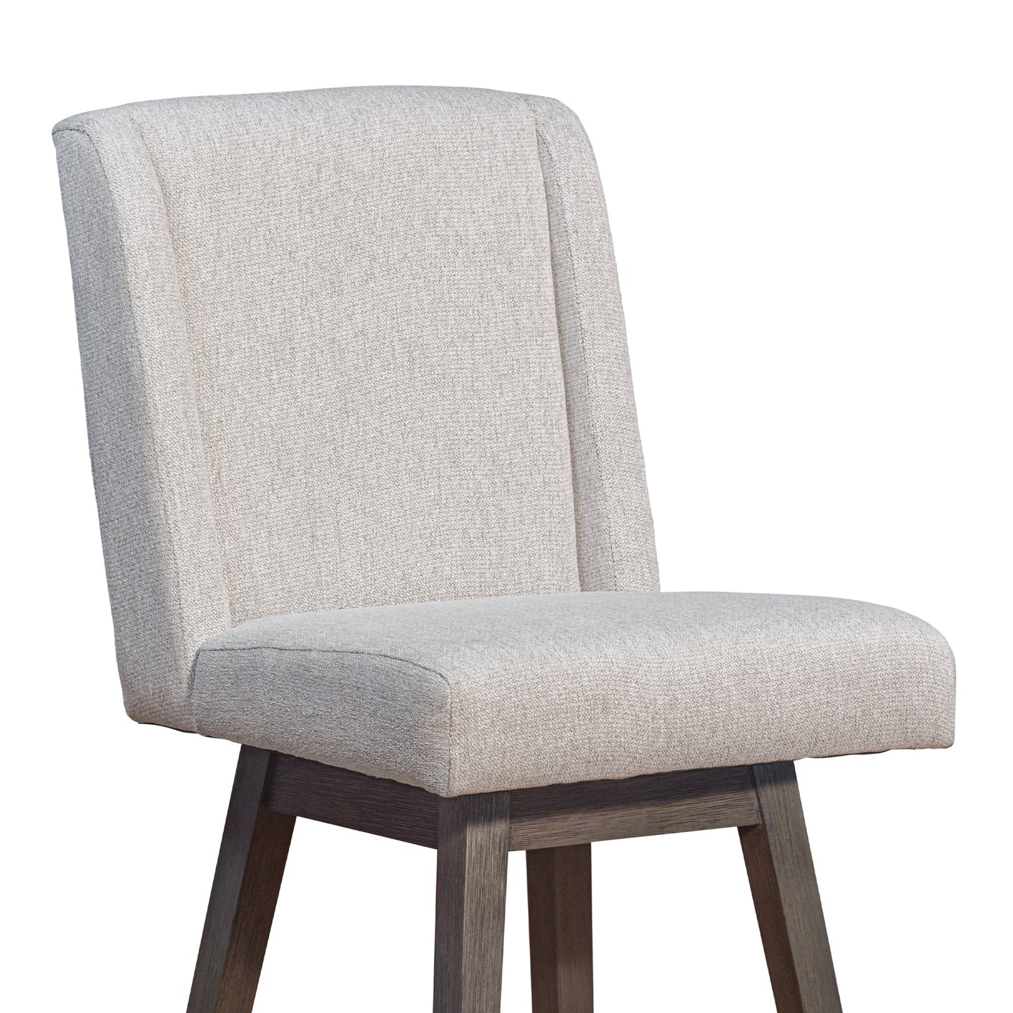 Stancoste Swivel Counter Stool in Gray Oak Wood Finish with Taupe Fabric