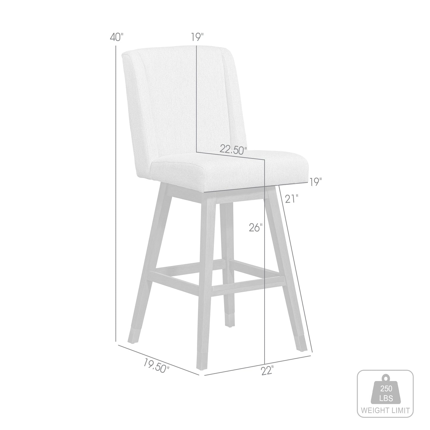 Stancoste Swivel Counter Stool in Gray Oak Wood Finish with Taupe Fabric