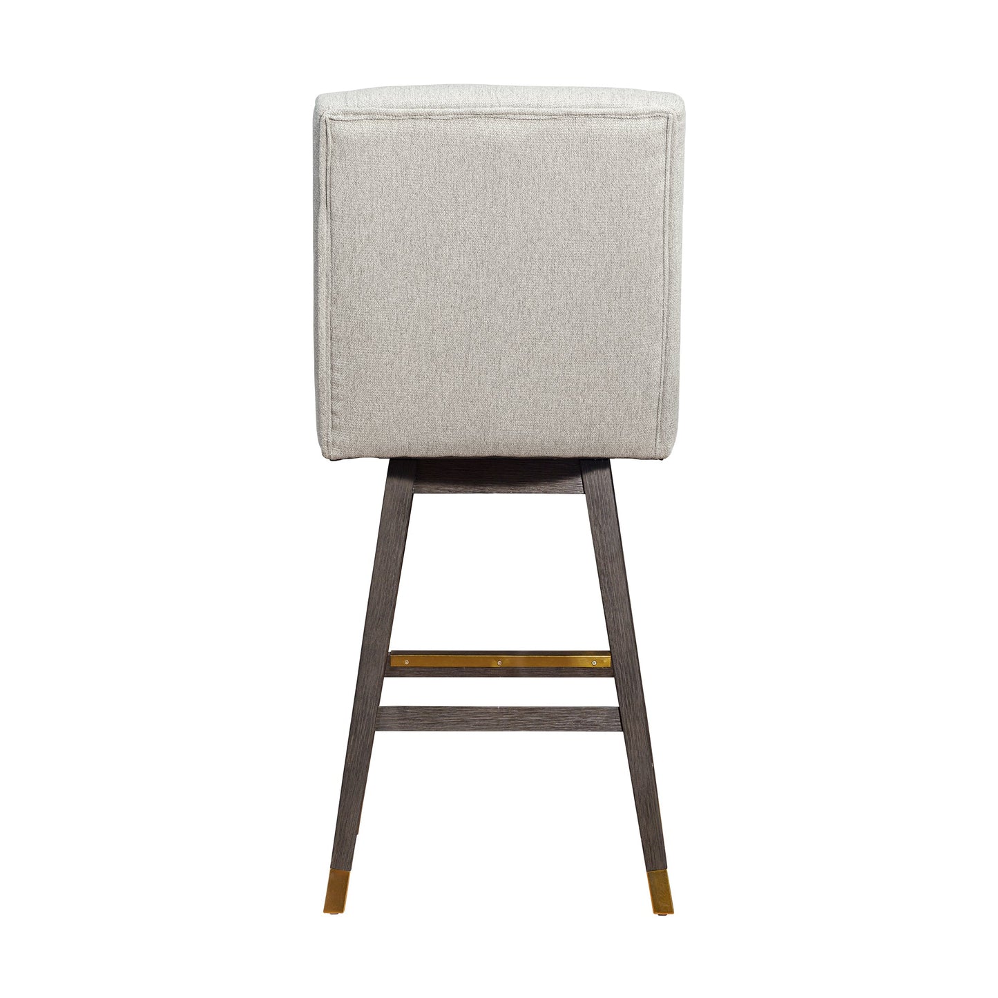 Stancoste Swivel Bar Stool in Gray Oak Wood Finish with Taupe Fabric