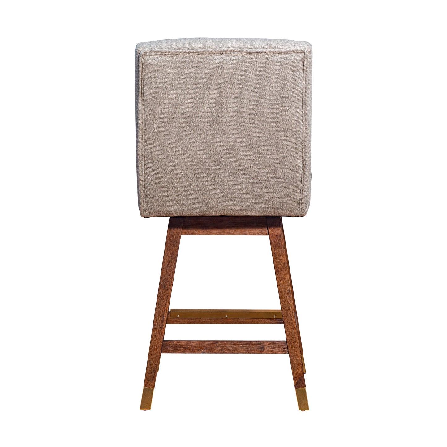 Stancoste Swivel Counter Stool in Brown Oak Wood Finish with Taupe Fabric