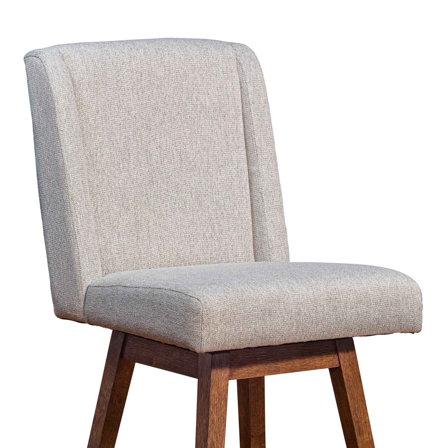 Stancoste Swivel Counter Stool in Brown Oak Wood Finish with Taupe Fabric